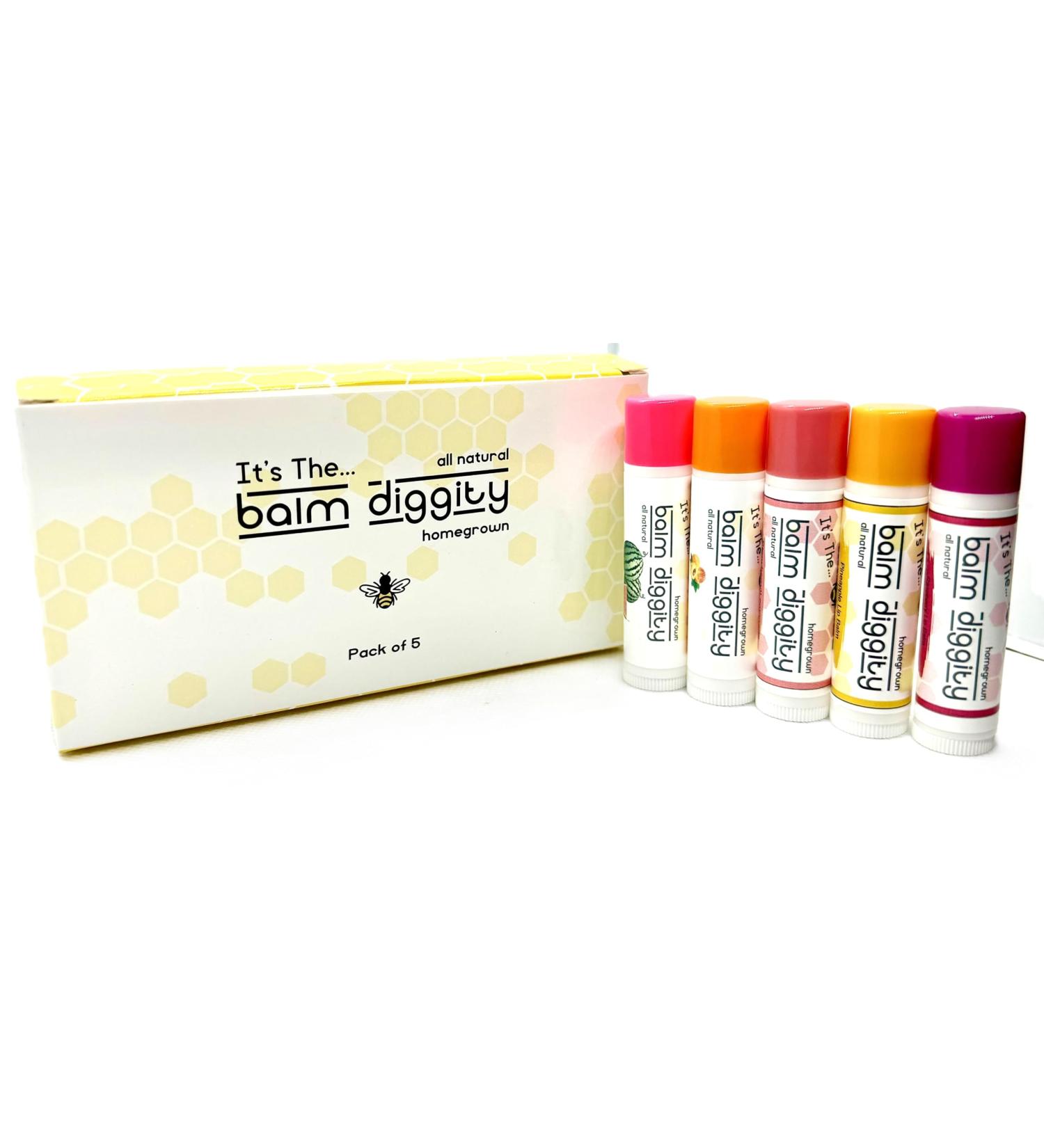It's The Balm Diggity Fruity All-Natural Lip Balm 5-Pack Raspberry Apricot Peach Pineapple Strawberry Lemonade Watermelon - Buy Online on GoSupps.com