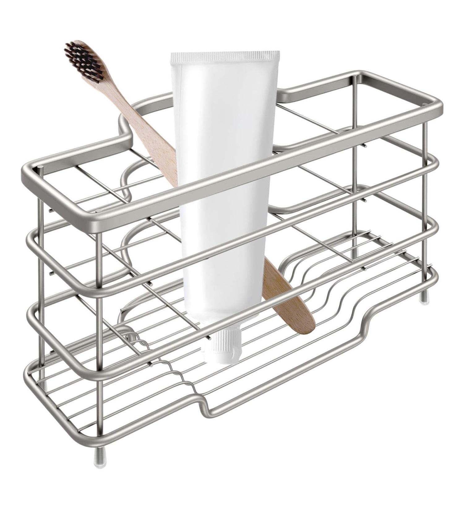 Premium Stainless Steel Toothbrush & Bathroom Accessories Set - 6 Seat Black Ventilated & Standing - Modern Kitchen Silver - Buy Online on GoSupps.com