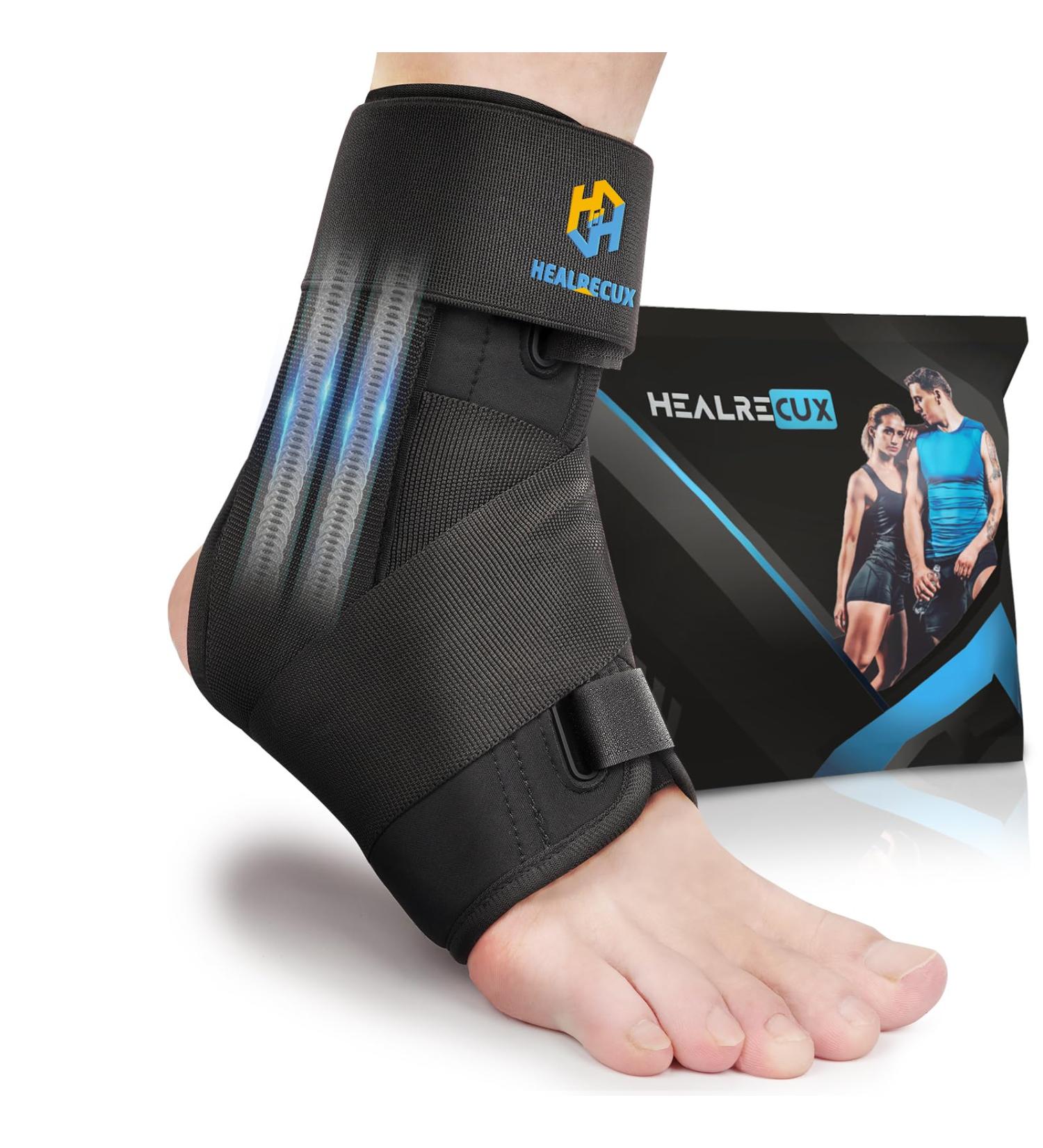 Ankle Brace for Sprained Ankle | Lightweight Lace-Free Support for Men & Women | Metal Springs Splint Stabilizer for Sports - Basketball Volleyball Tennis - Buy Online on GoSupps.com
