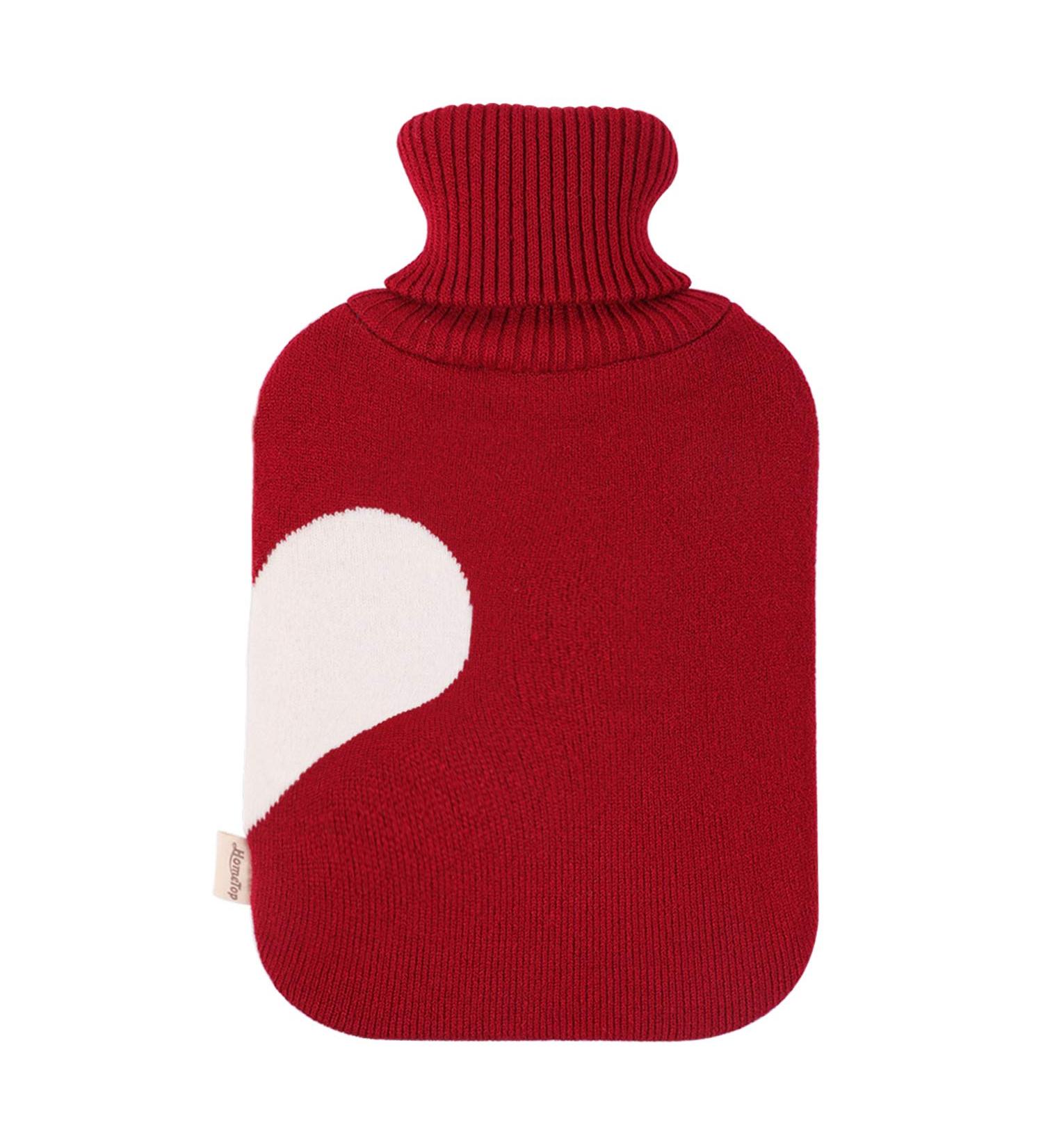 Soft Knit Heart Pattern Hot Water Bottle Cover - 2L Wine - HomeTop - Pack of 1 - Buy Online on GoSupps.com