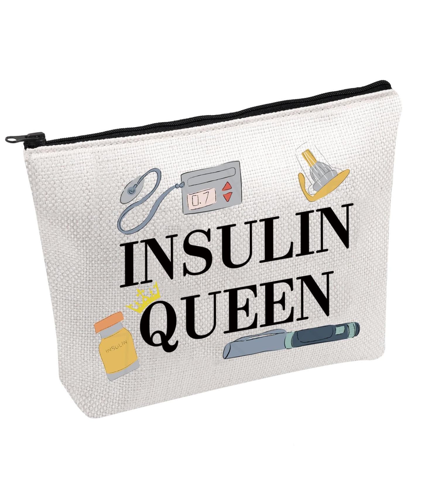 PWHAOO Insulin Queen Makeup Bag - Diabetes Awareness Cosmetic Bag for Diabetic Support - Perfect Diabetic Life Gift - Buy Online on GoSupps.com