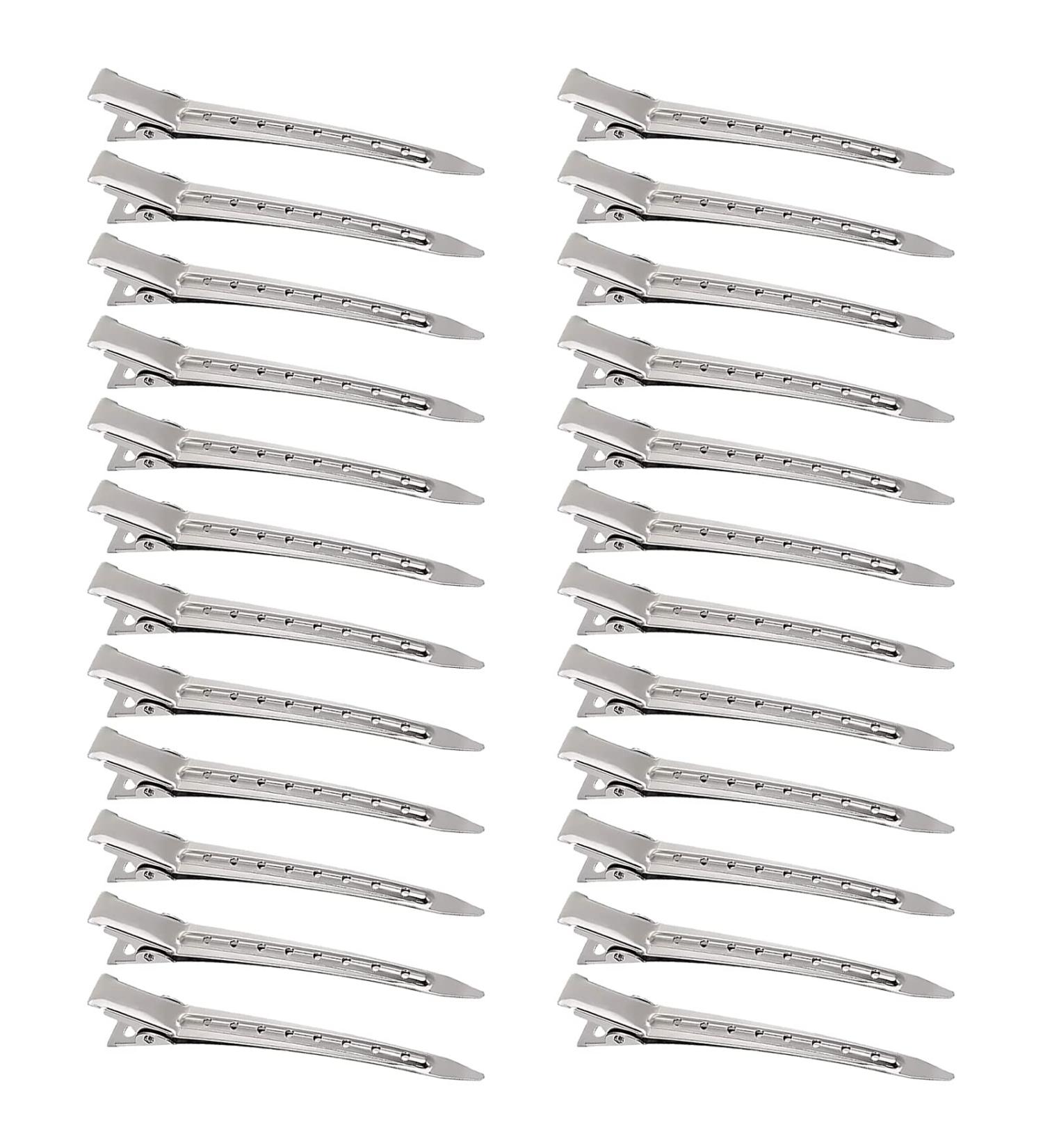 24 Pcs Duck Billed Hair Clips - Styling Sectioning Silver Metal Clips for Women | Alligator Curl Clips for Long Hair Roller Salon - 24 Pack - Buy Online on GoSupps.com