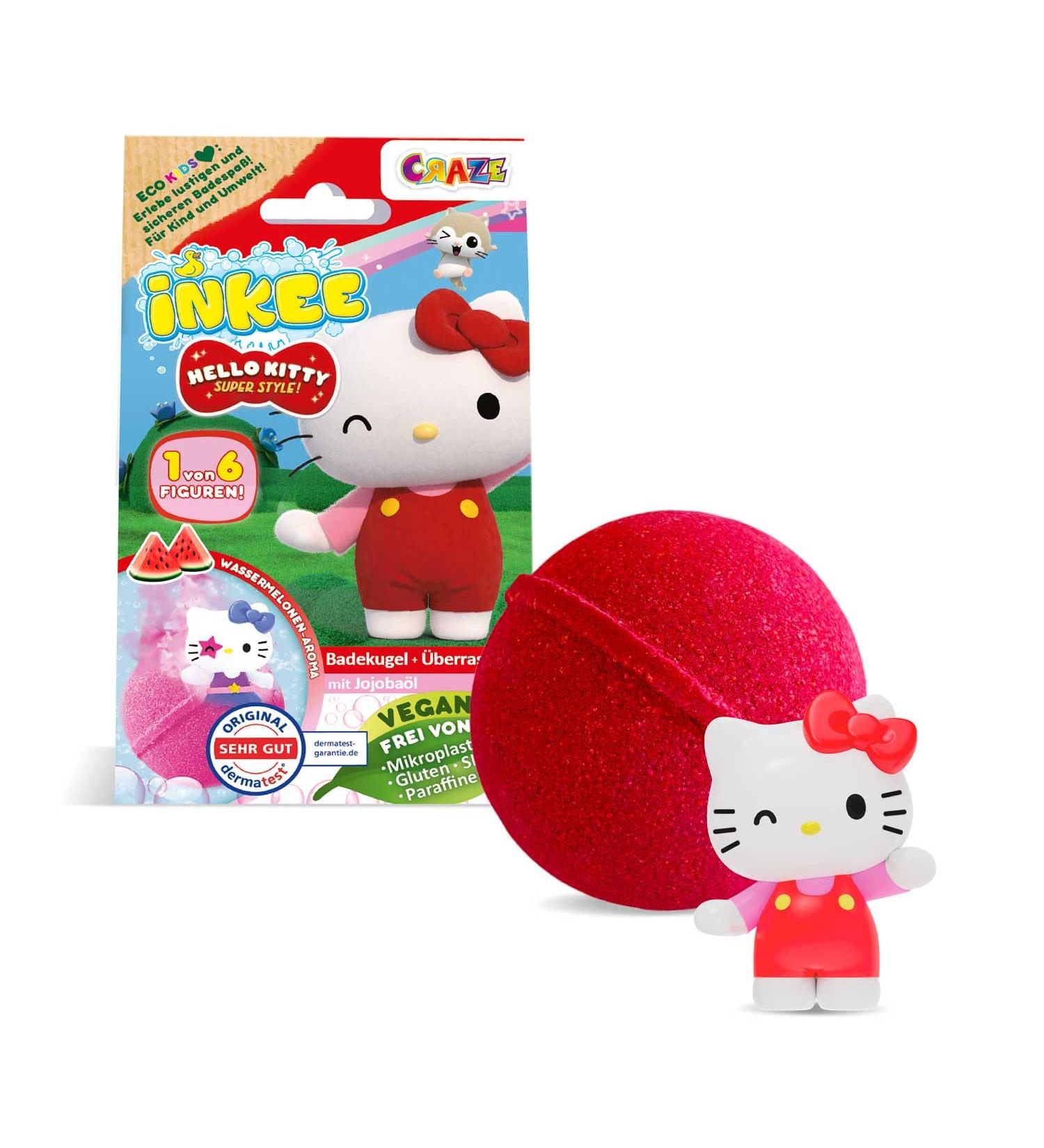 INKEE Hello Kitty Bath Bomb with Surprise 1 of 6 Hello Kitty Figures to Collect Bath Ball 80 g with Watermelon Aroma and Jojo - Buy Online on GoSupps.com