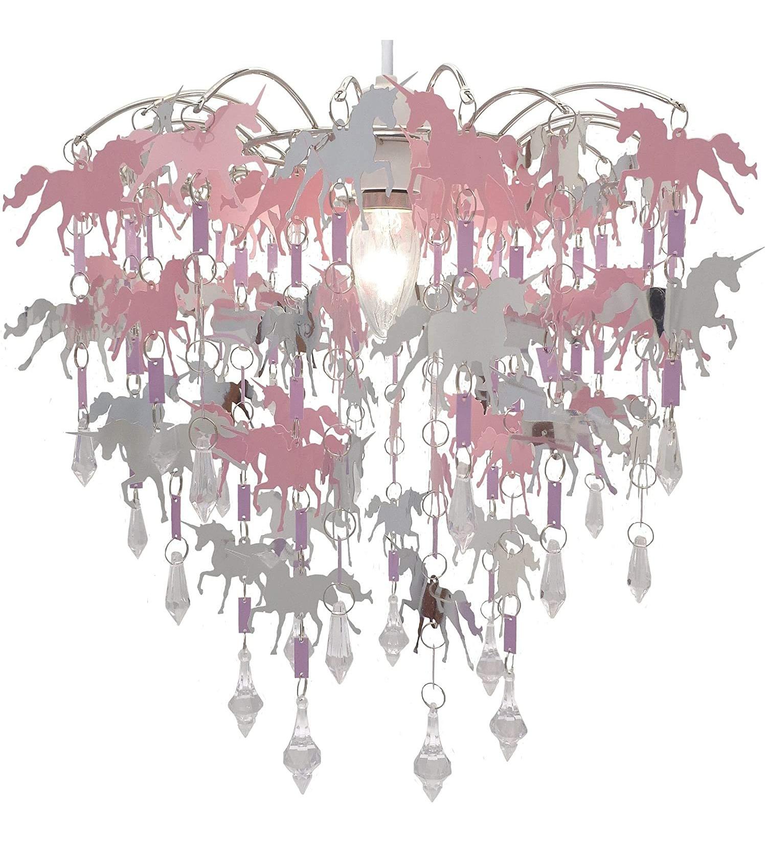 Kids Mermaid Flamingo Fairies Bedroom Chandelier - Adorable Lampshade for Girls' Nursery Decoration - Buy Online on GoSupps.com