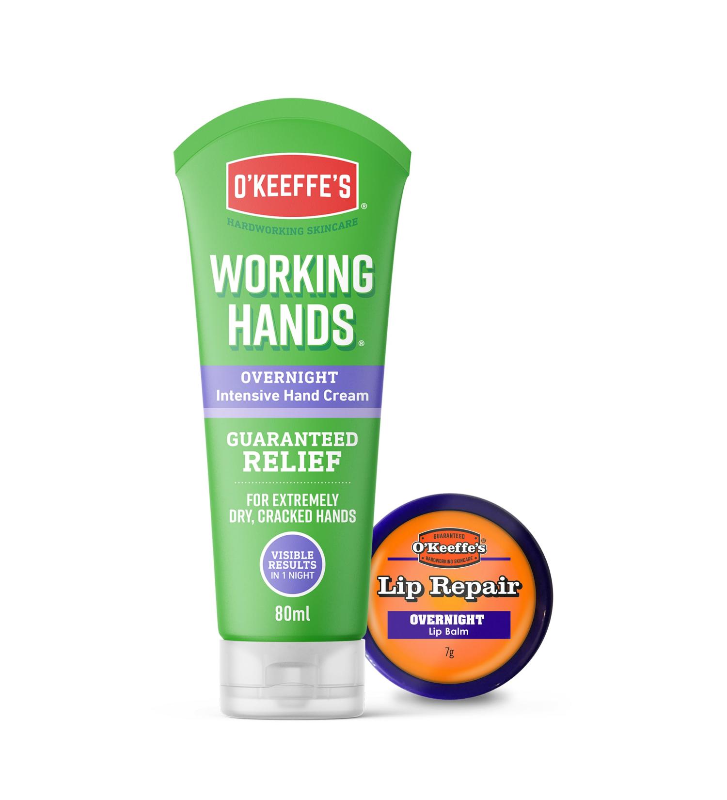 O'Keeffe's Working Hands Overnight 80ml & Lip Repair Overnight 7g (Twin Pack - Lip) 2 Piece Set Single - Buy Online on GoSupps.com