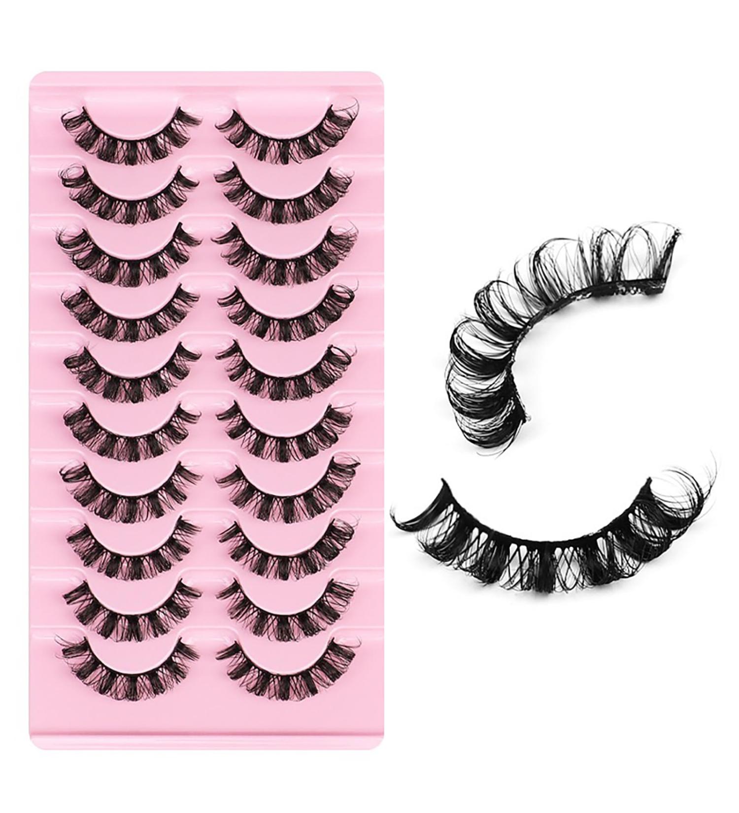 Buy 10 Pairs Russian Strip Lashes - D Curl Faux Mink - Natural Fluffy Volume Wispy 3D Effect | International Shipping - Buy Online on GoSupps.com