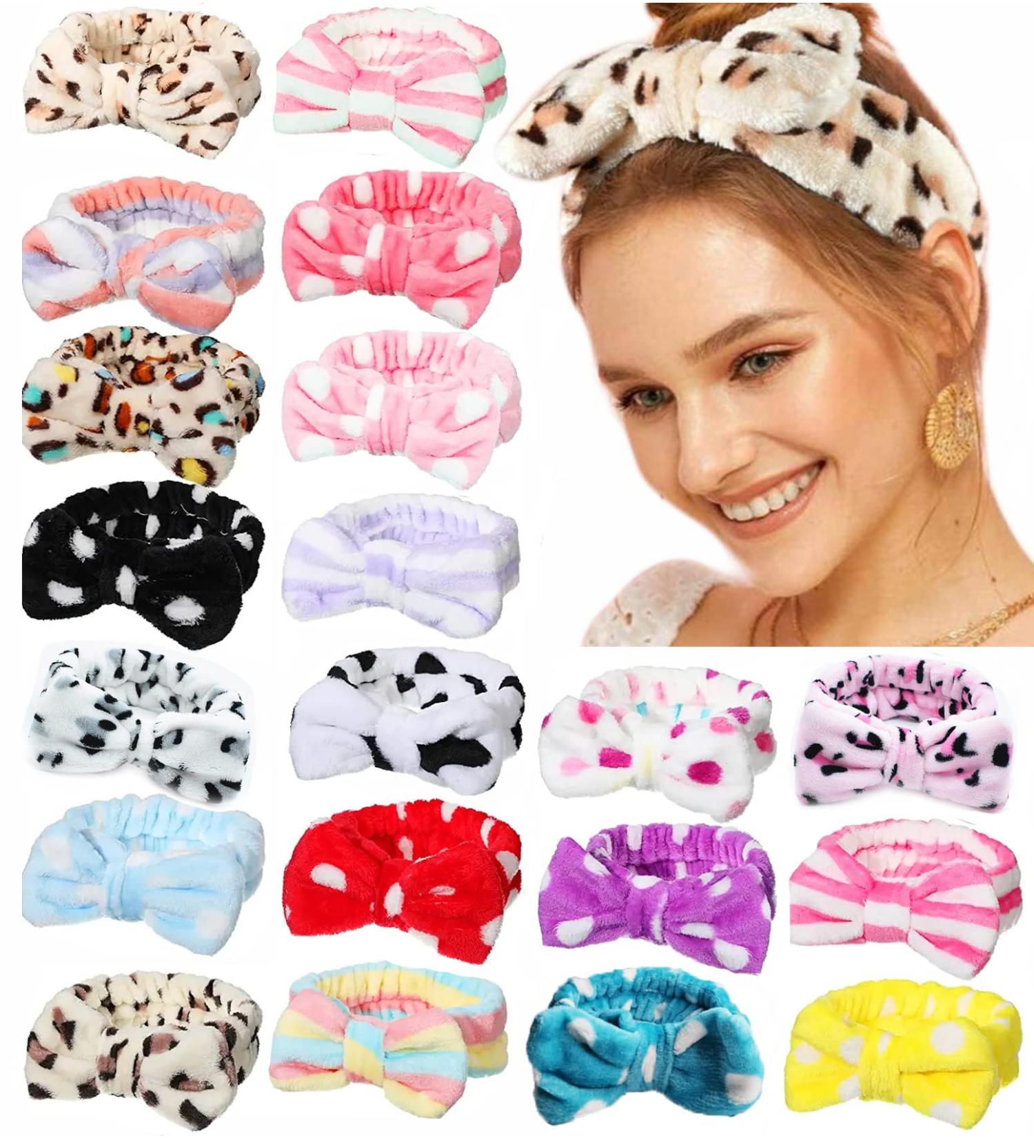 Tergy Facial Spa Headband - Coral Fleece Bow Hair Band for Women & Girls (20PCS) - Buy Online on GoSupps.com