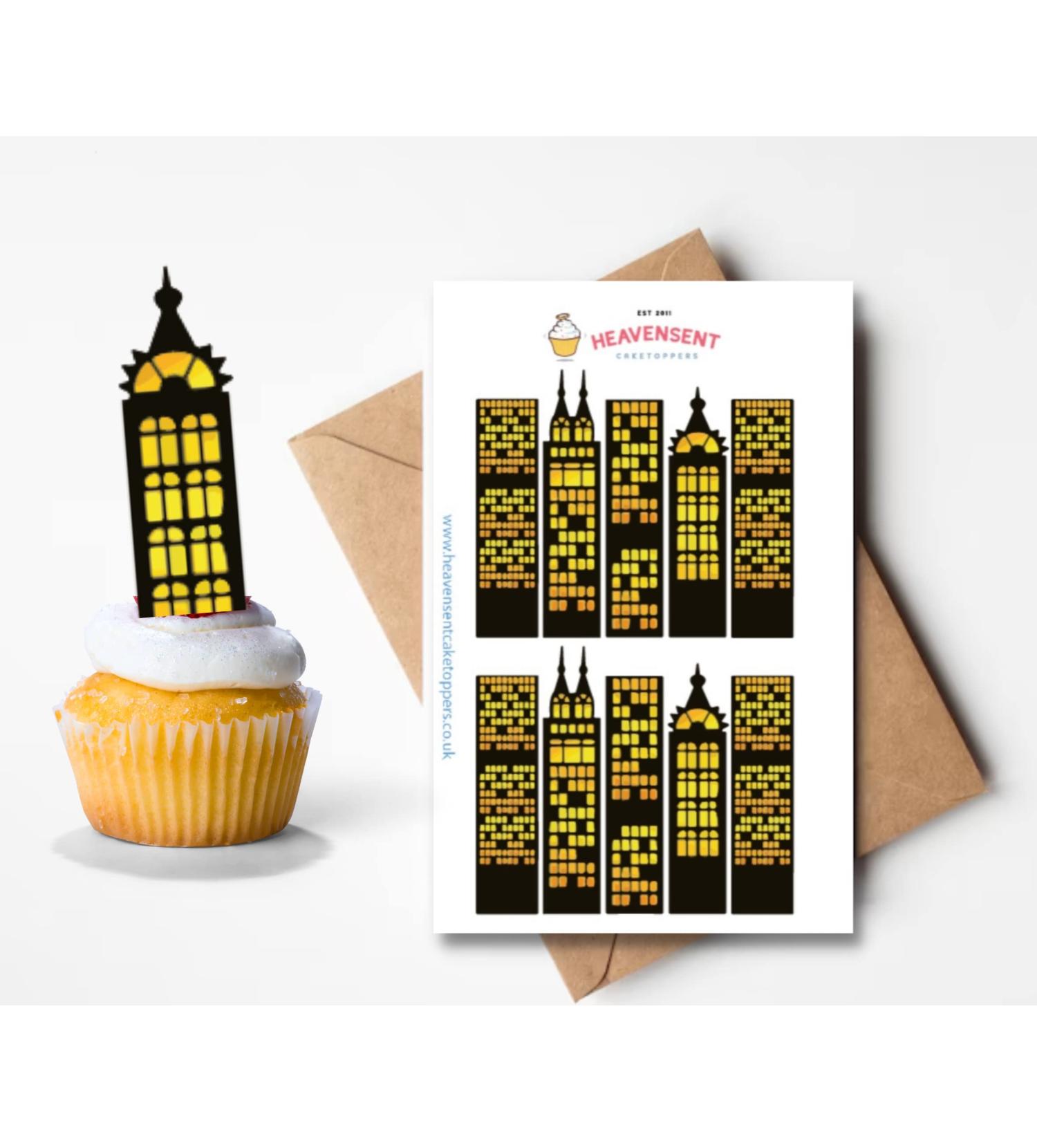 20x Pre-cut Standing Sky Scrapers Superhero Building Small Edible Thick Wafer Standing Cupcake Toppers Birthday Party Cake Decorations - Buy Online on GoSupps.com