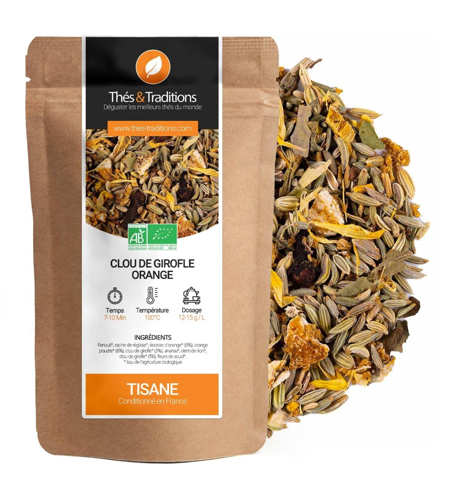  Th s & Traditions Organic Clove Herbal Tea Orange | Bag 100g Bulk | Certified Organic  - Buy Online on GoSupps.com