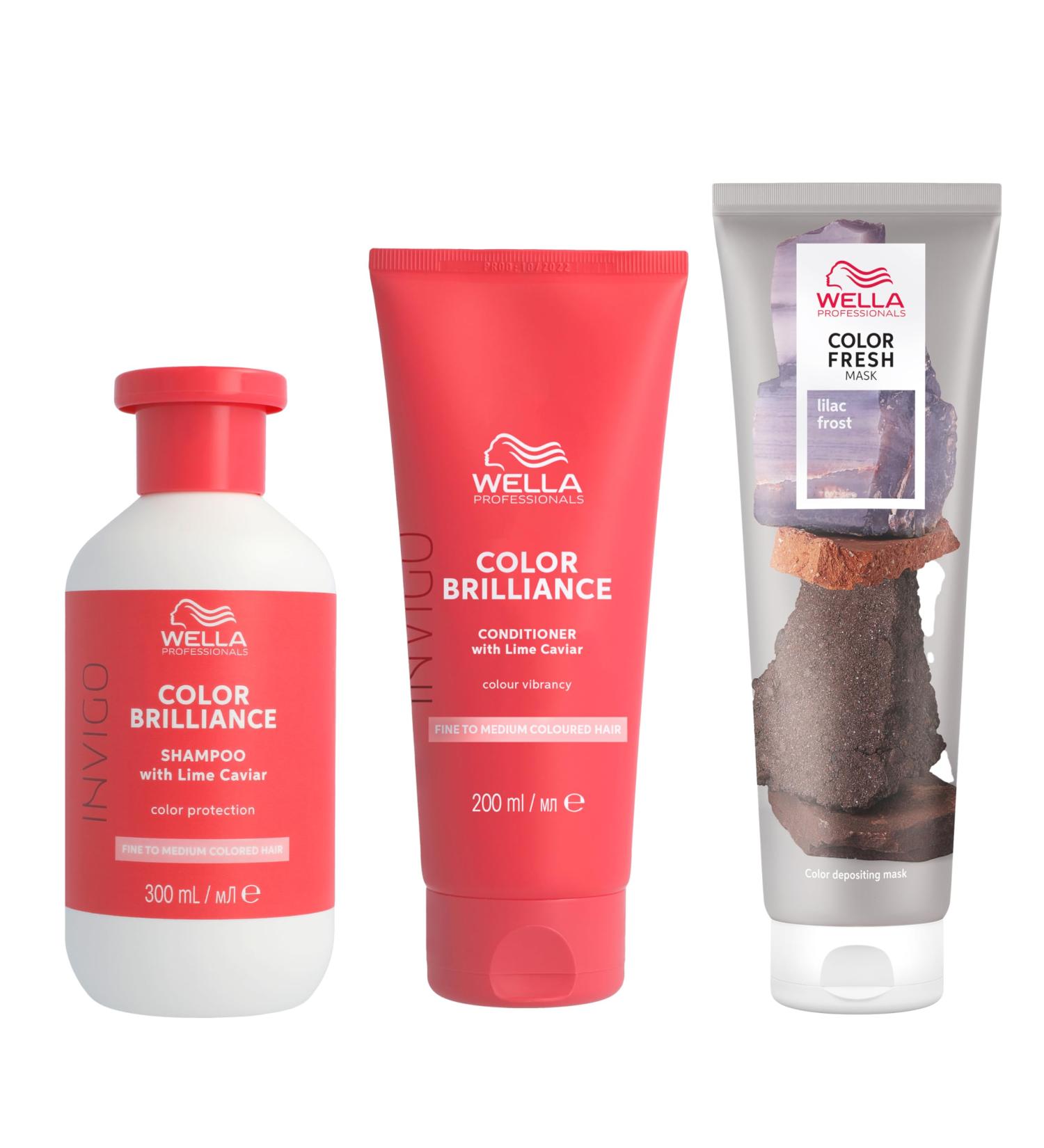 Wella Professionals Color Fresh Mask Temporary Colour Refresh Treatment Semi-Permanent Hair Dye Hair Gloss Treatment for Blonde Hair Lilac Frost Hair Dye & Invigo Color Brilliance Colour Protection Shampoo & Conditioner - Buy Online on GoSupps.com