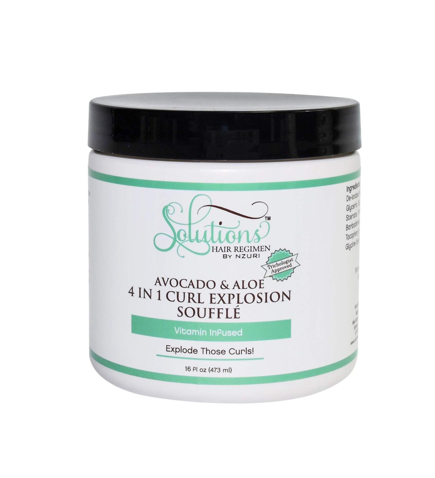 Nzuri Solutions Hair Regimen 4 in 1 Curl Explosion Souffle Vitamin Infused 16Oz.