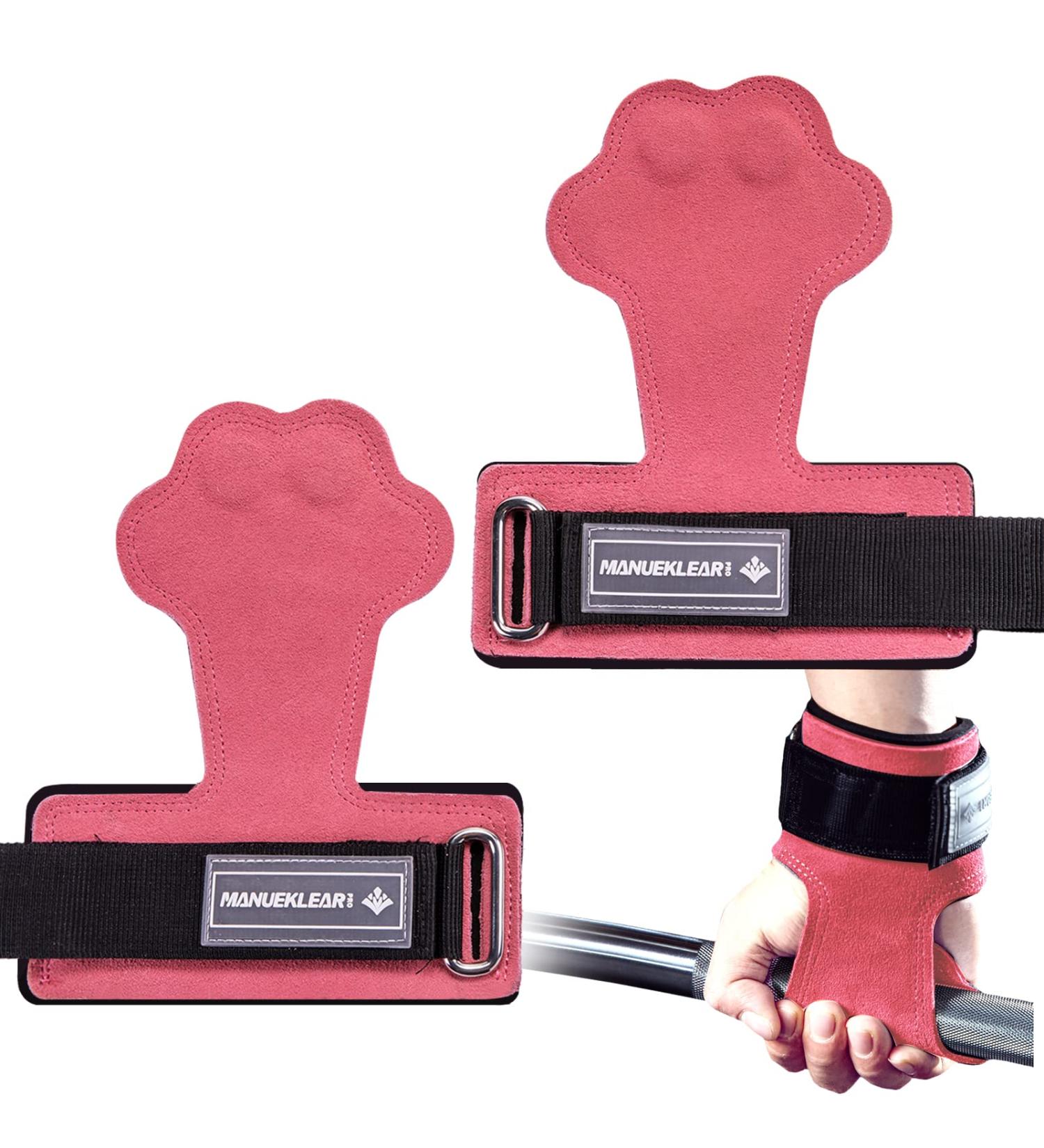 MANUEKLEAR Weight Lifting Wrist Wraps & Straps - Leather Hooks, Grips, Pads for Men & Women - Ideal for Deadlifts, Pull-ups, Powerlifting - Cat-Pink - Buy Online on GoSupps.com