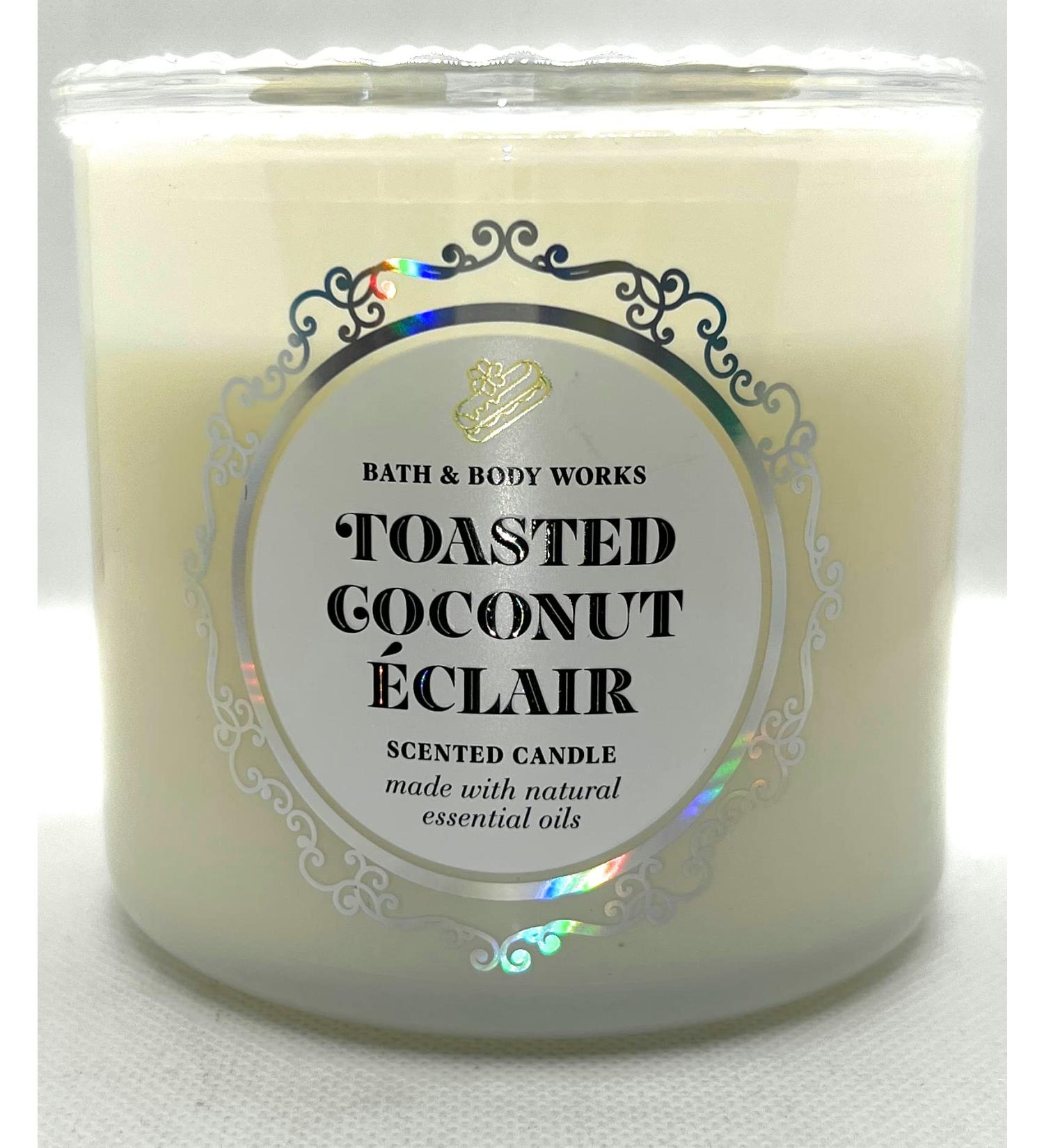 Bath & Body Works White Barn 3-Wick Candle w/Essential Oils - 14.5 oz - 2022 Spring Scents! (Toasted Coconut Eclair)