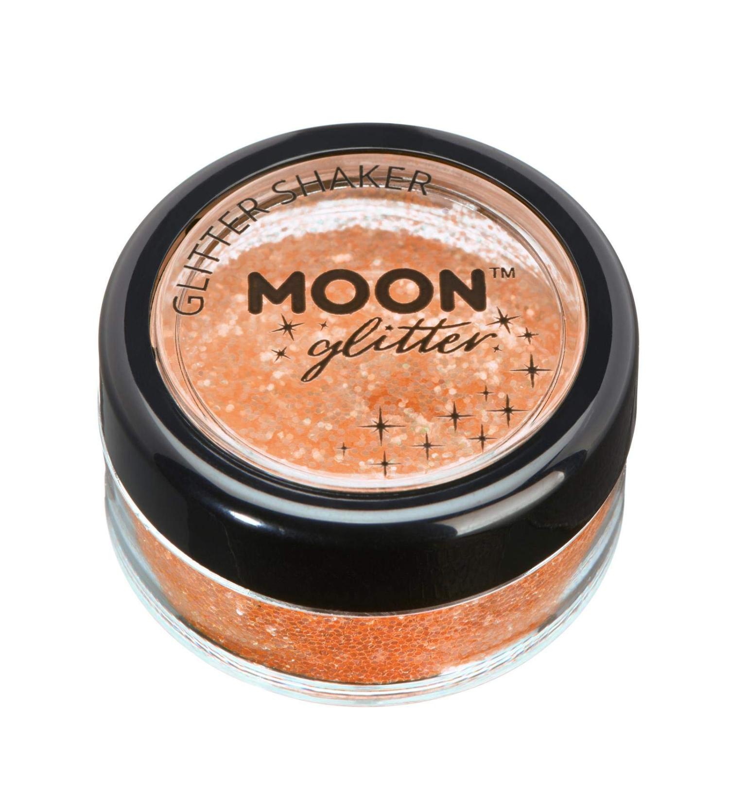 Iridescent Orange Glitter Shaker by Moon Glitter - 5g - Festival Makeup for Face, Body, Nails, Hair & Lips - Buy Online on GoSupps.com