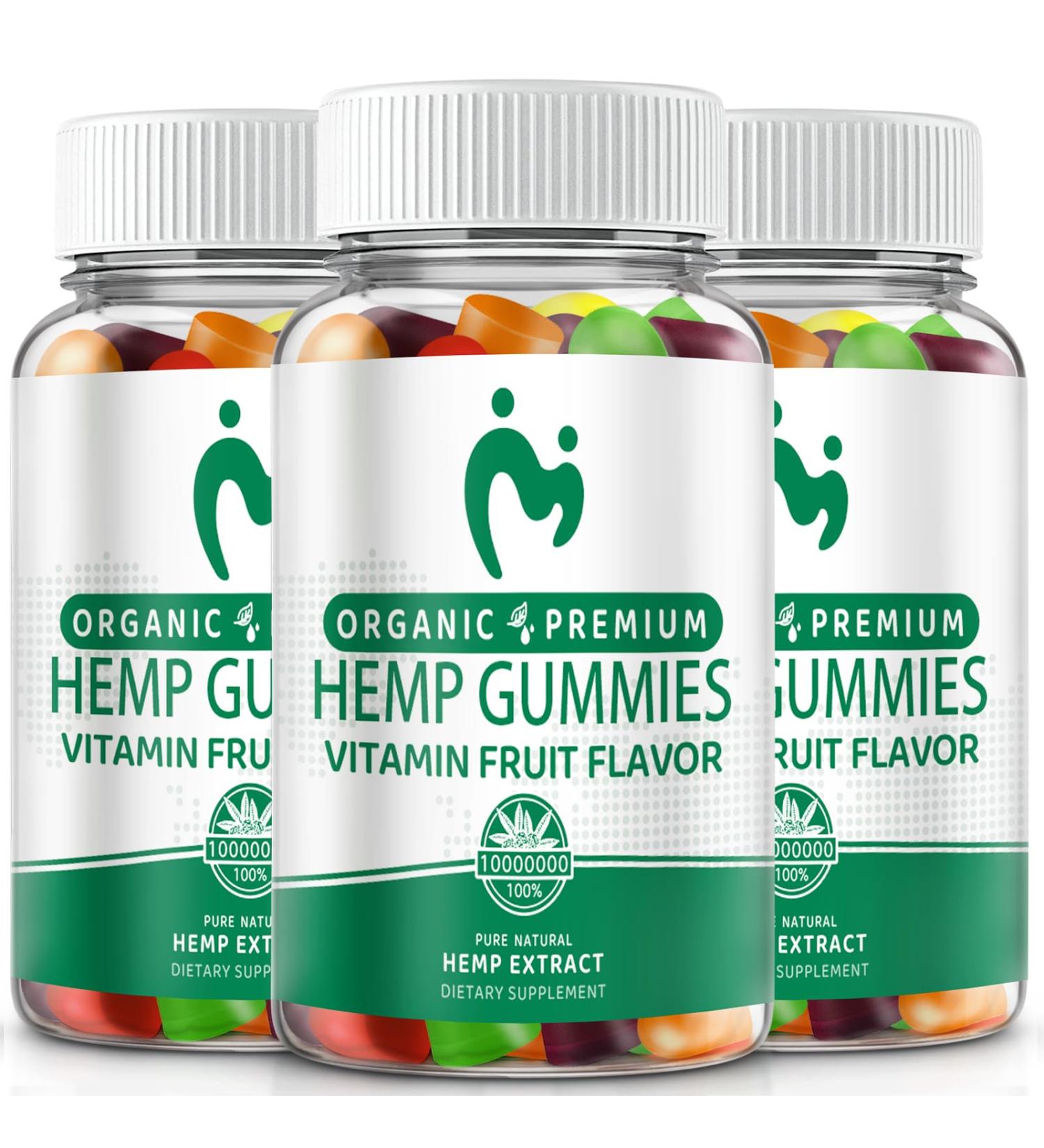 Hemp Gummies 3 Pack Extra Strength 100% Natural Pure Organic Hemp Oil Extract Vegan Low Sugar Edible for Adults Pain Sleep Relax Anxiety - Buy Online on GoSupps.com