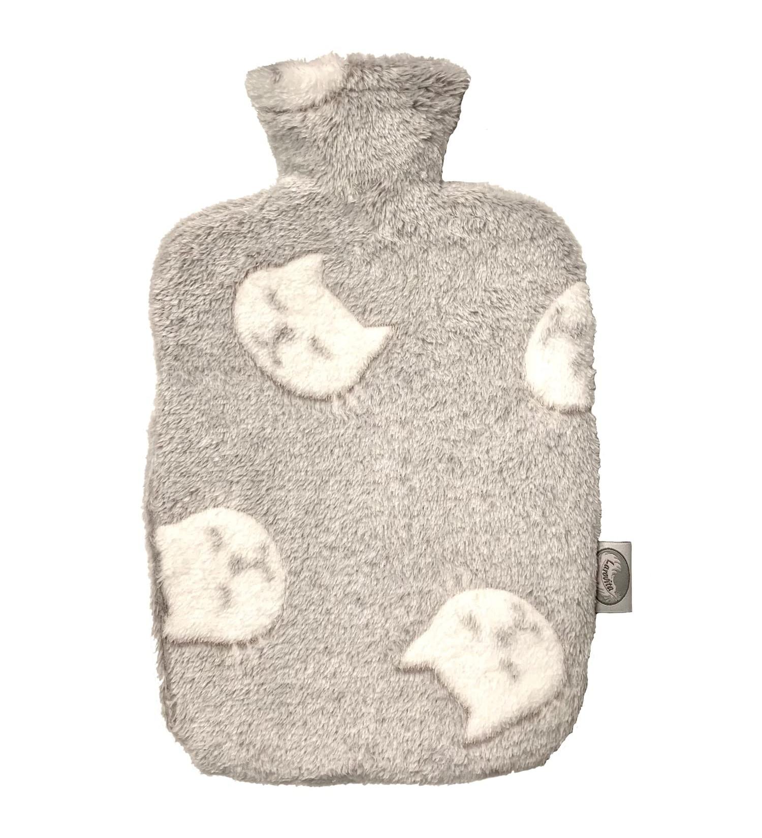 Larovita Hot Water Bottle with Fluffy Cat Cover - Hugo Frosch 1.8L INTERTEK Tested Odorless | International Shipping - Buy Online on GoSupps.com