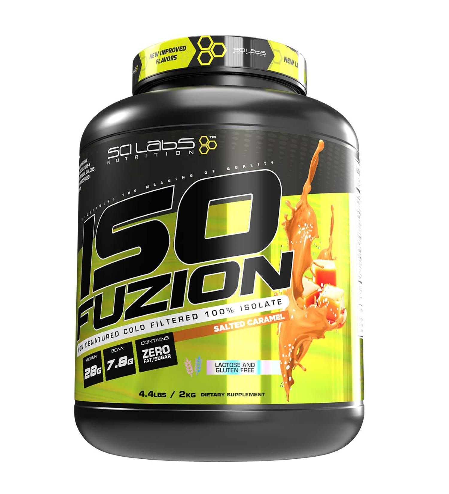 Scilabs Nutrition ISO FUZION 100% Whey Isolate | 28g Non Denatured Protein Powder Salted Caramel Flavor 4.4lb