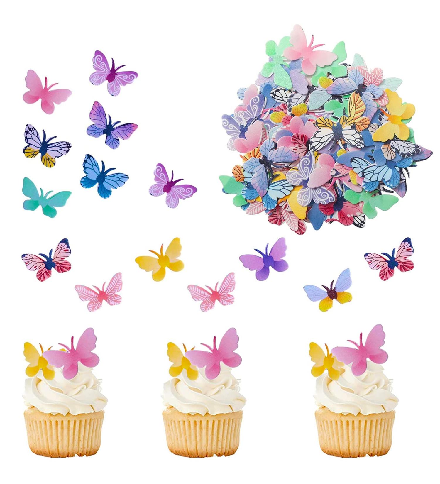Catelves 72-Piece Edible Butterflies Cake Decorations | Rice Paper Cupcake Toppers for Birthdays & Parties - Buy Online on GoSupps.com