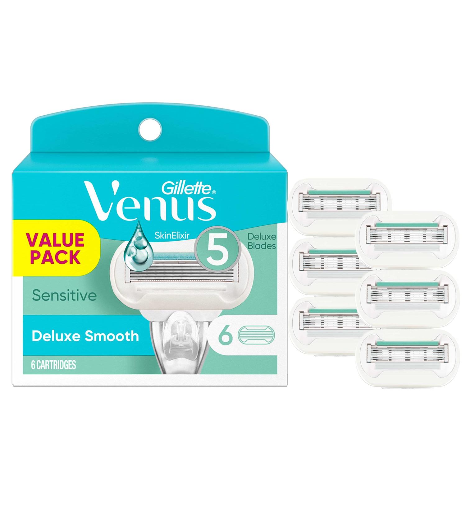 Gillette Venus Extra Smooth Sensitive Women's Razor Blade Refills - 6ct Blue Refills - Buy Online on GoSupps.com