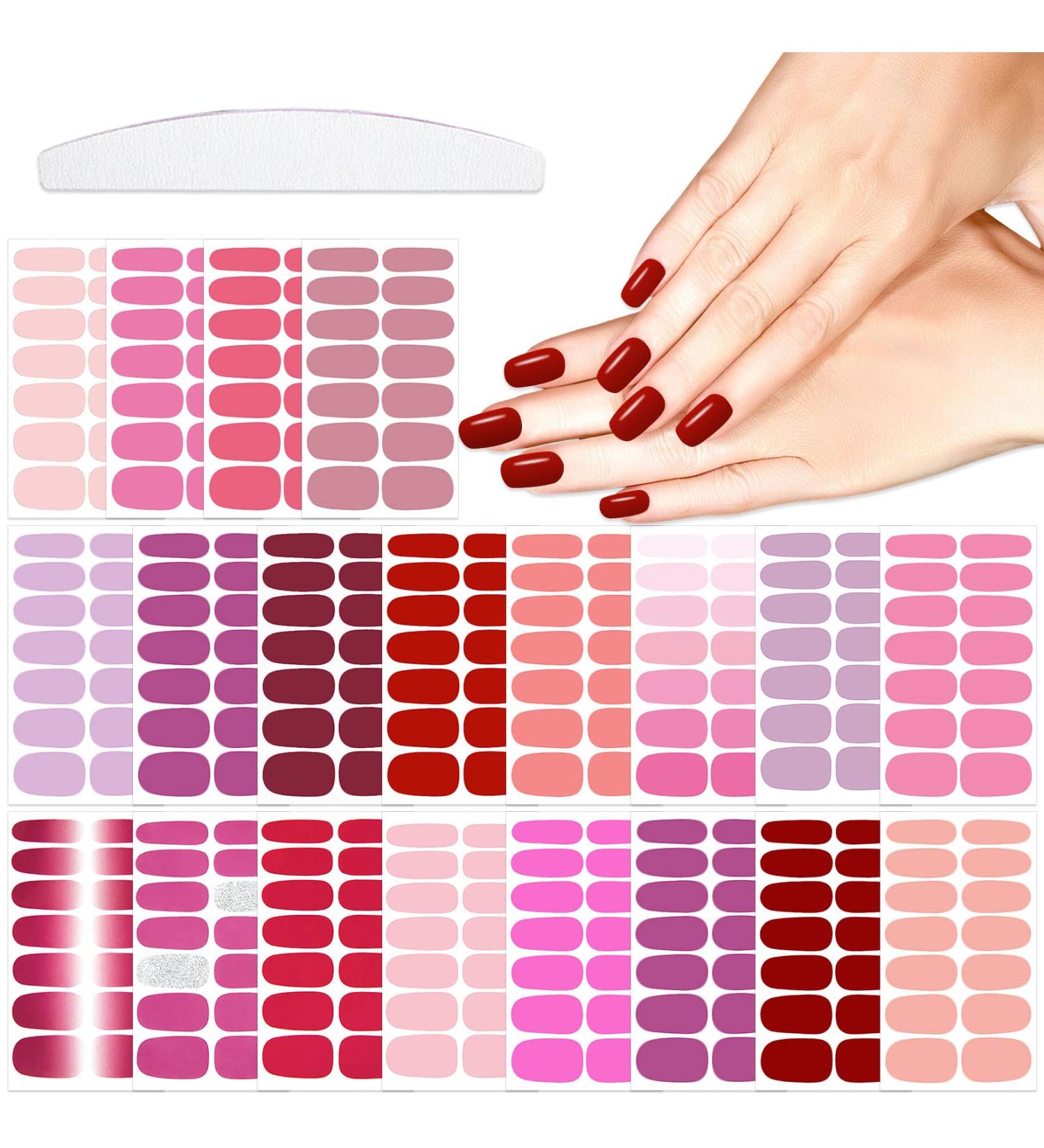 YECIRALA Pink Gel Nail Wraps - 280 Pcs Full Nail Stickers for Women - Solid Gel Strips for Girls - Stick On Nails Designs - Buy Online on GoSupps.com