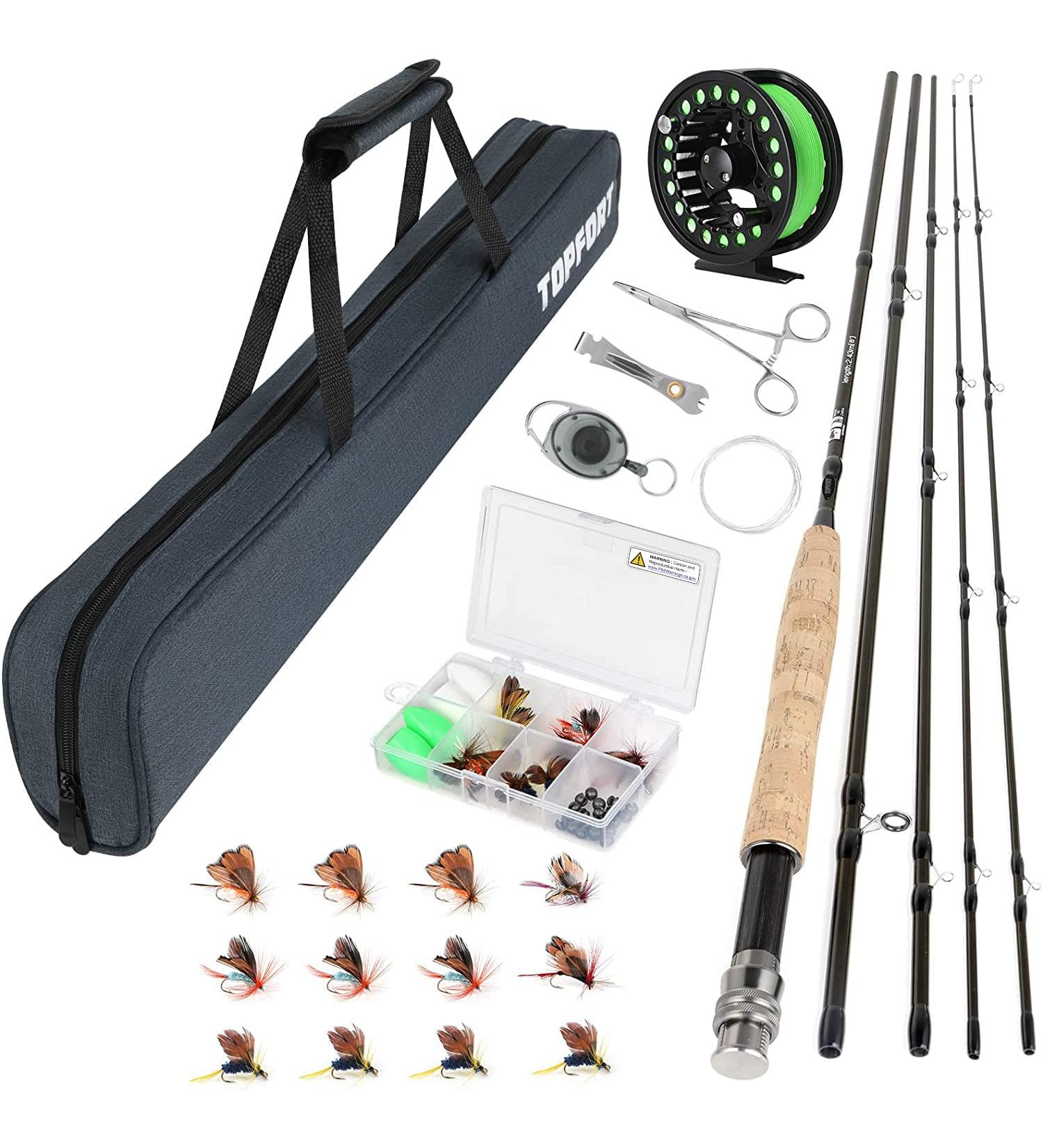Buy Pop Location Flyfish Rod & Roll Combo Starter Kit - 4-Piece Ultra-Light Graphite Fly Rod with Carry Bag Perfect for 5/6# Fishing - Buy Online on GoSupps.com