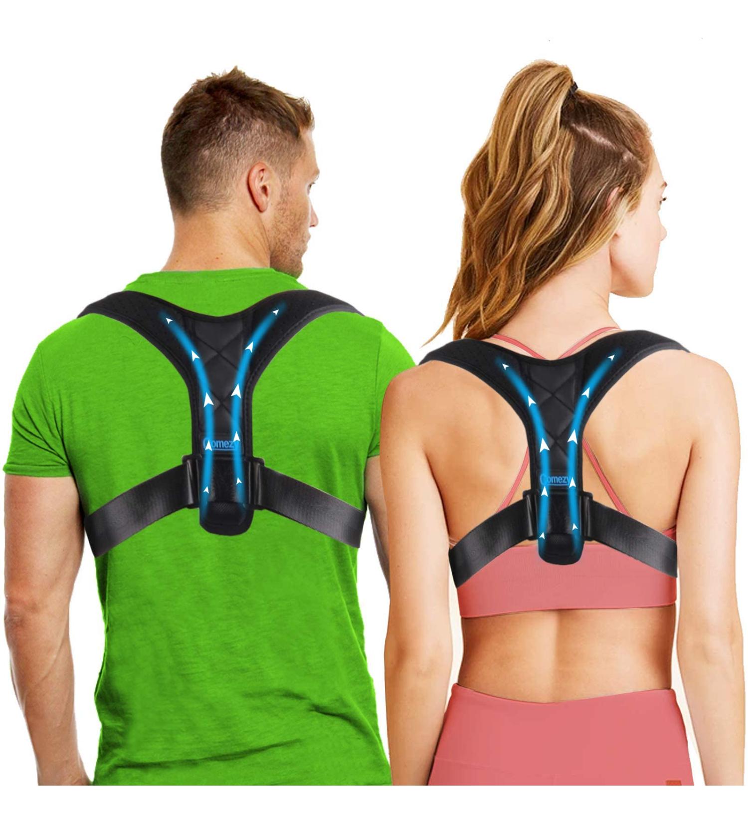 Back Posture Corrector for Men & Women - Adjustable Clavicle Brace with Powerful Magic Stickers for Neck Back & Shoulder Pain Relief - Buy Online on GoSupps.com