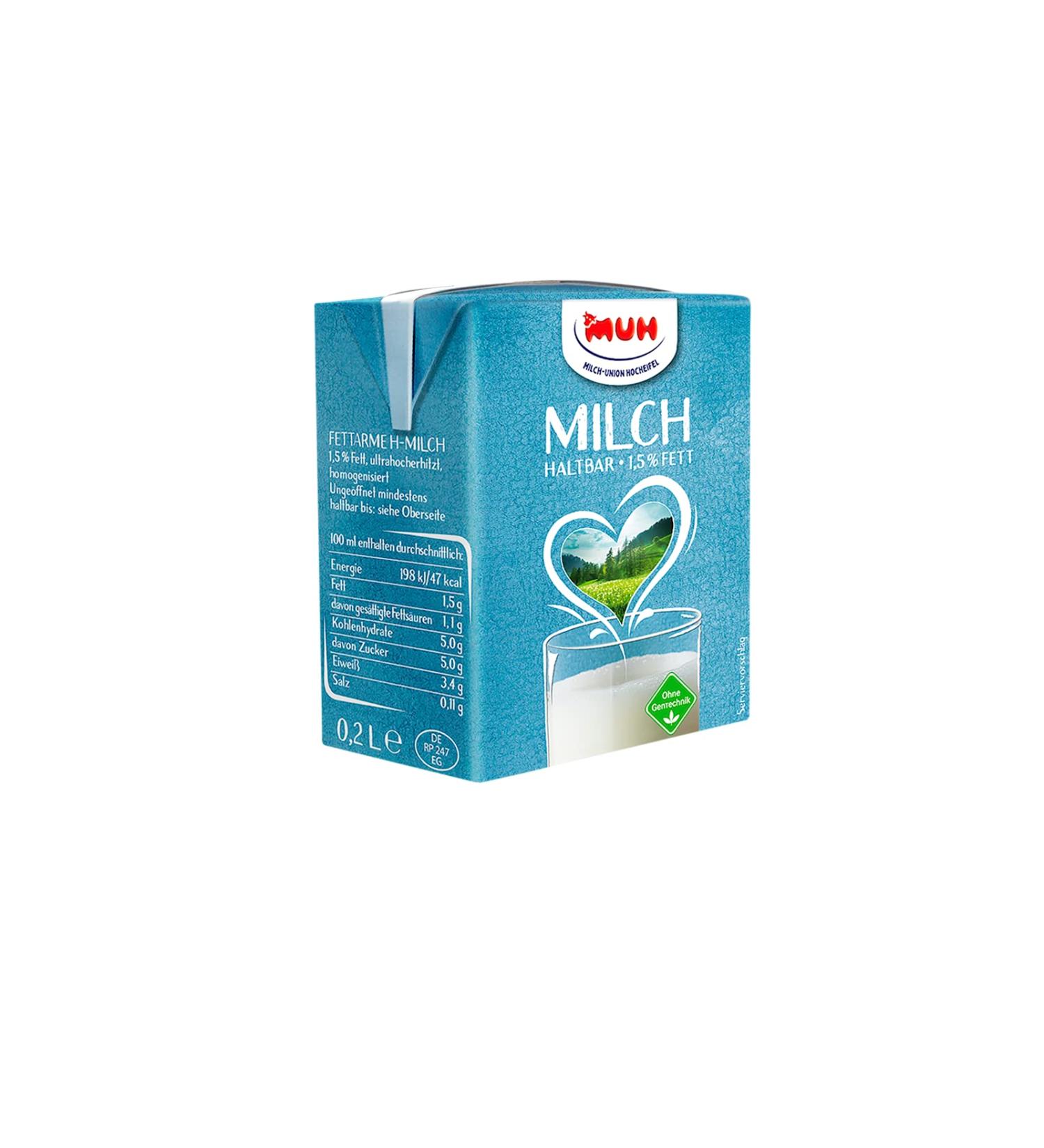 Buy MUH UHT Milk 1.5% - Pack of 27 (27 x 200ml) | Pure & Fresh International Shipping - Buy Online on GoSupps.com