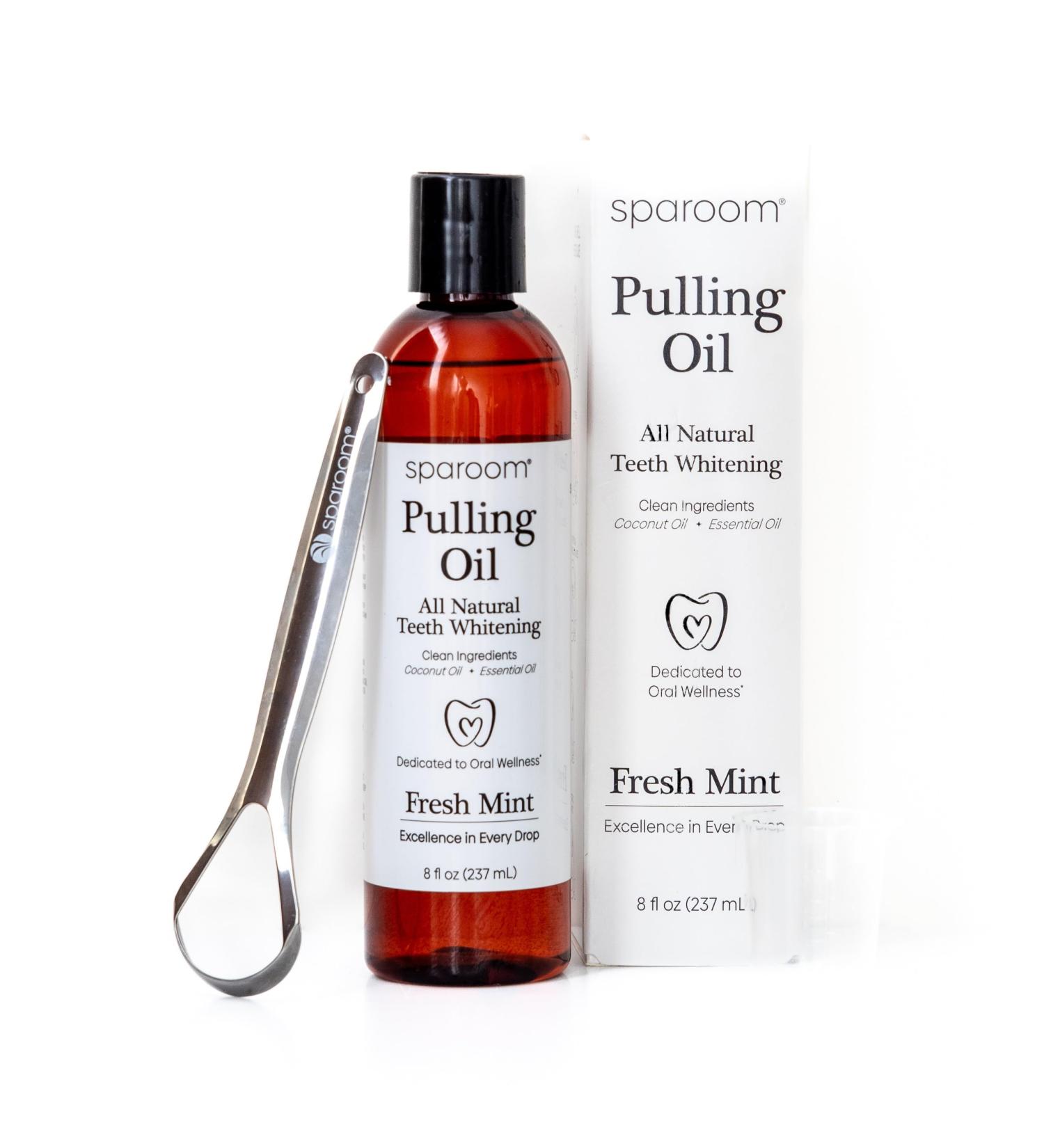 Buy SpaRoom Ayurveda Pulling Oil Mouthwash & Tongue Scraper - Coconut Oil & 7 Essential Oils for Fresh Breath & Gum Health - 8 Fl. Oz - Buy Online on GoSupps.com