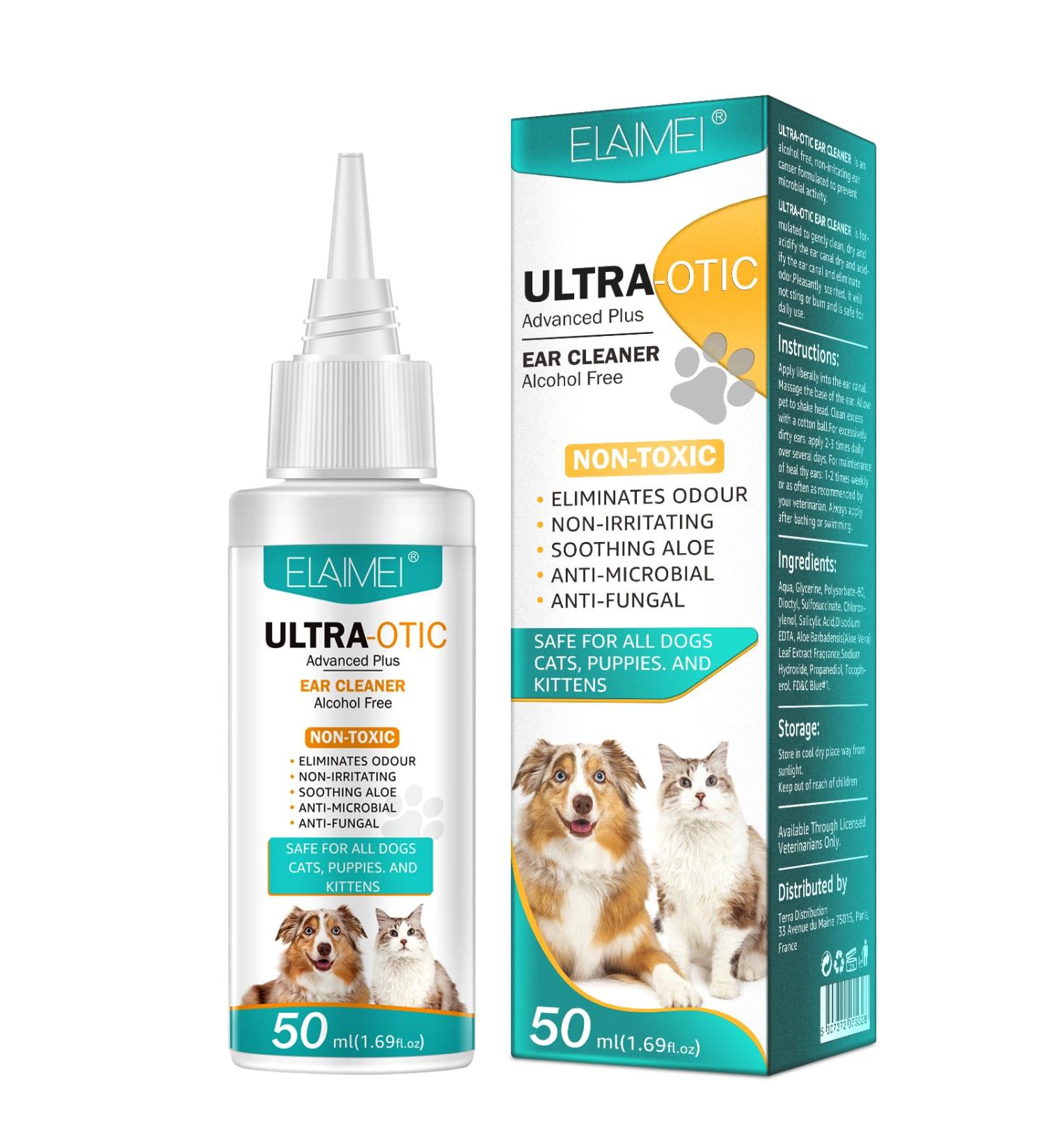 OBNOSWLPJMN Dog Ear Drops 50ml Dog Ear Cleaner Ear Care For Dogs Yeast Infection Itching Odours Antiseptic Dog Ear Infection Treatment Antibiotic Dog Ear Drops For Puppy Cats Dogs (50ml) - Buy Online on GoSupps.com