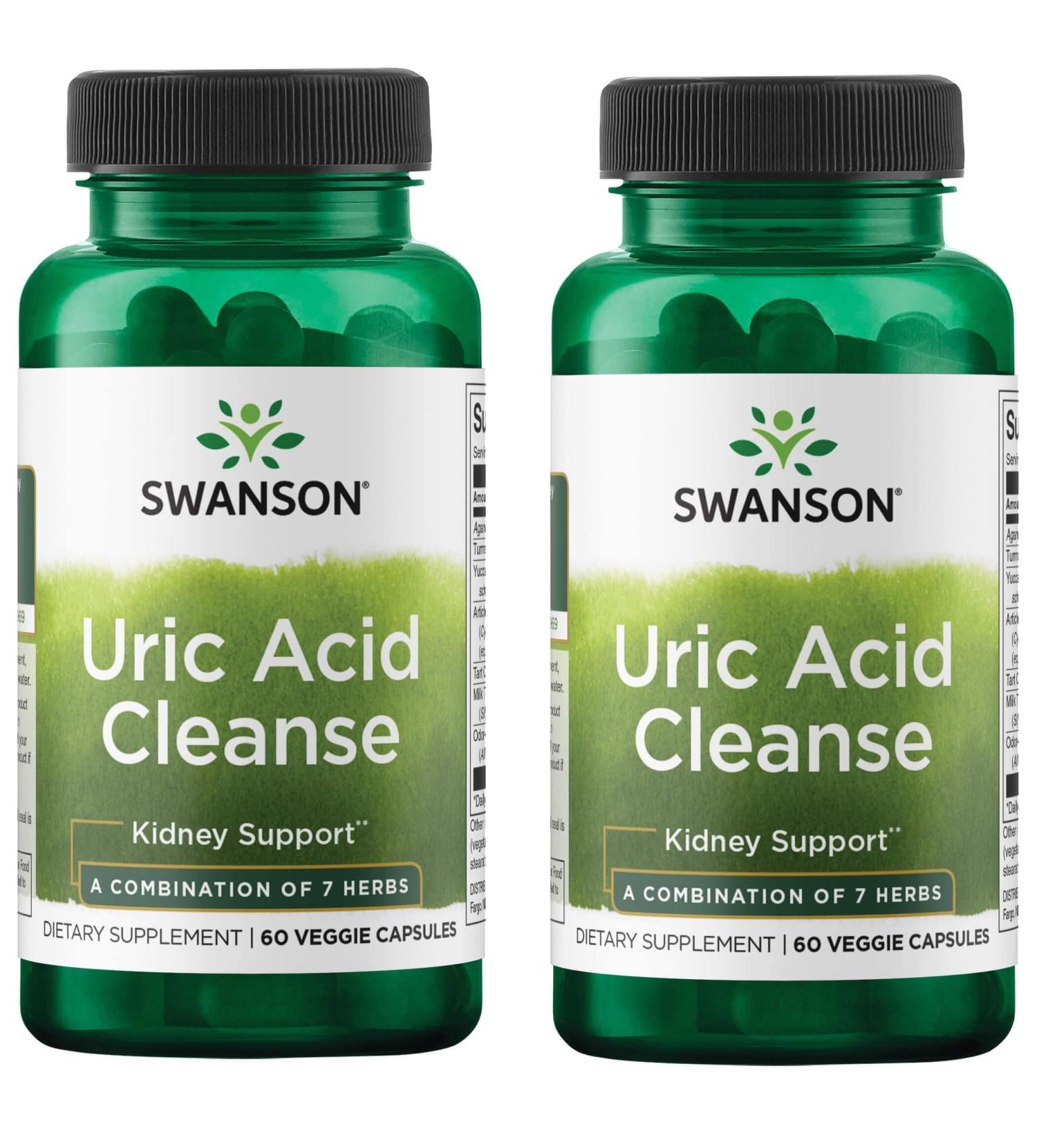 Swanson Uric Acid Cleanse - Kidney Support Supplement with 7 Powerful Herbs - 2 Pack (60 Veggie Capsules) - Buy Online on GoSupps.com