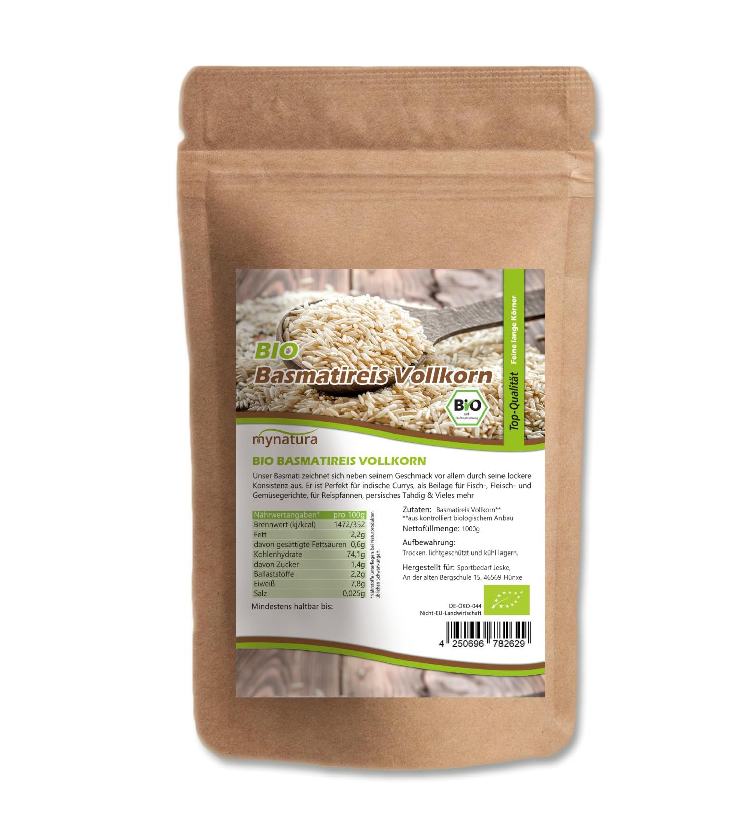 Jeske Sports Supplies Mynatura Organic basmati rice whole wheat white rice rice grains organic quality sushi rice cooking risotto in bag 3 x 1000 g - Buy Online on GoSupps.com