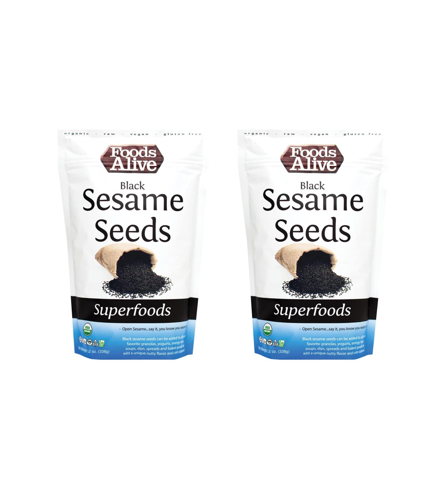 Organic Black Sesame Seeds 12oz (2-Pack) - Rich in Calcium, Iron, Antioxidants - Non-GMO, Gluten-Free, Vegan & Keto-Friendly - Buy Online on GoSupps.com