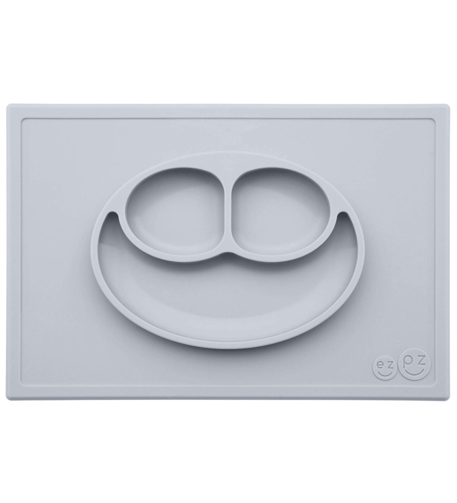 ezpz Happy Mat (Pewter) - Silicone Suction Plate for Toddlers & Preschoolers - Divided Dishwasher Safe Placemat - 24 Months - Buy Online on GoSupps.com
