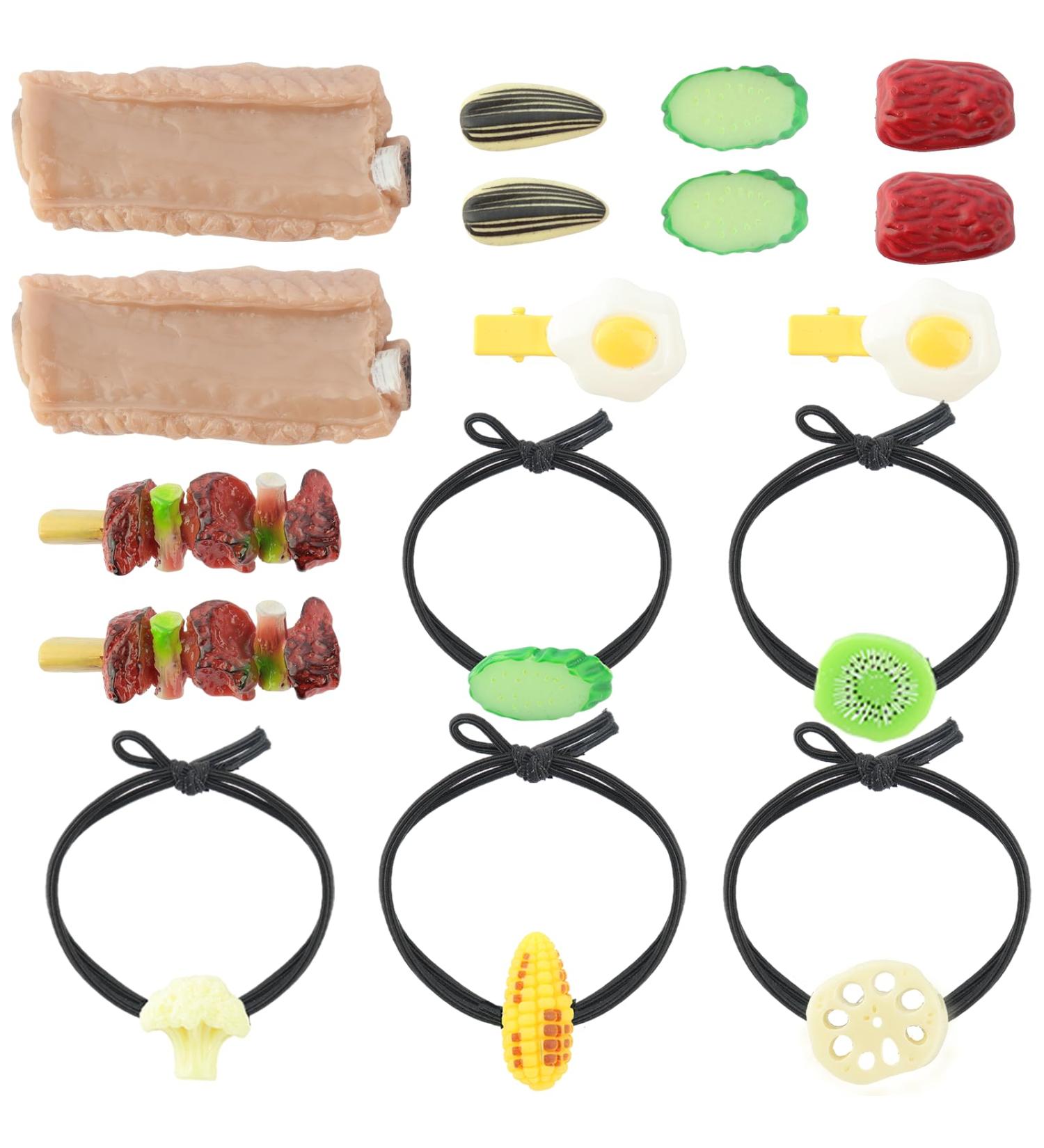 Hair Clips for Styling Salon Simulation Pattern Fun Broccoli corn cucumber slices kiwifruit slices lotus root slices roasted meat skewers melon seeds ribs fried eggs red dates Hair Barrettes Cartoon Hairpins Hair Accessories - Buy Online on GoSupps.com