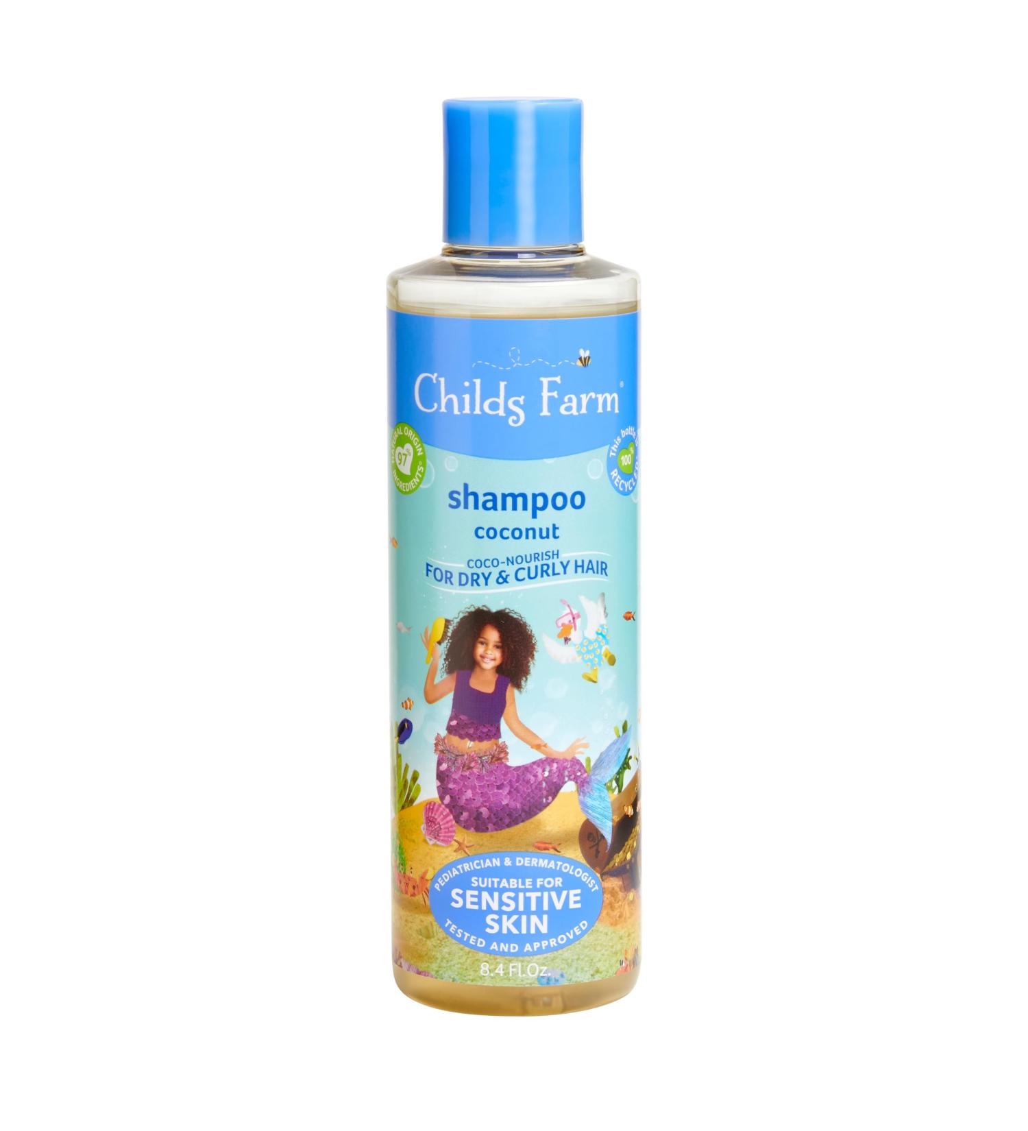 Childs Farm Coco-Nourish Shampoo contains natural corn and coconut cleansers to gently clean and nourish hair leaving curls defined 8.4 Fl Oz