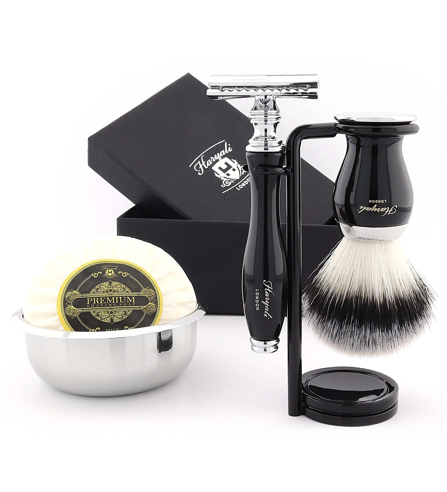 Premium Shaving Kit Gift for Men - Safety Razor Brush Bowl & Stand - Ideal for Gifting (No Blades Included - Buy Online on GoSupps.com