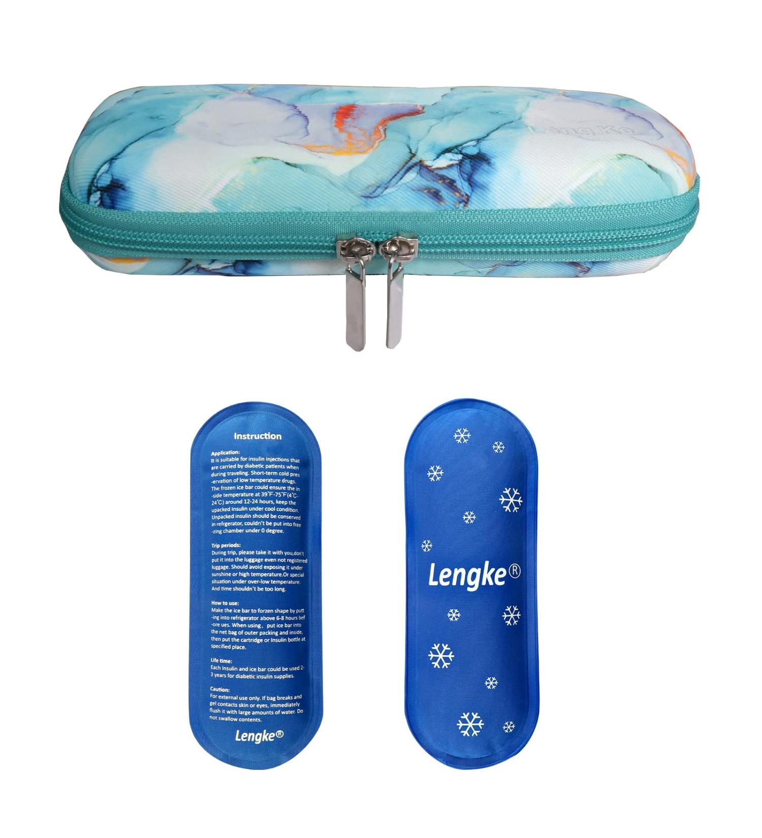 EVA Insulin Travel Bag - Marble Green Diabetic Bag with 2 Cooling Packs for Insulin Pens & Syringes - Buy Online on GoSupps.com