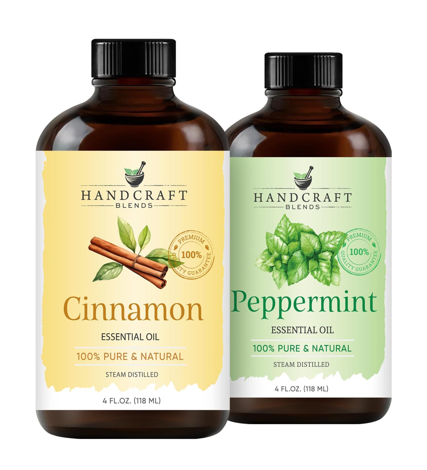 Handcraft Blends Spicy Mint Set: Peppermint and Cinnamon Essential Oils (2 x 4 Fl Oz) 100% Pure & Natural for Diffuser Aromatherapy and DIY Projects - Buy Online on GoSupps.com