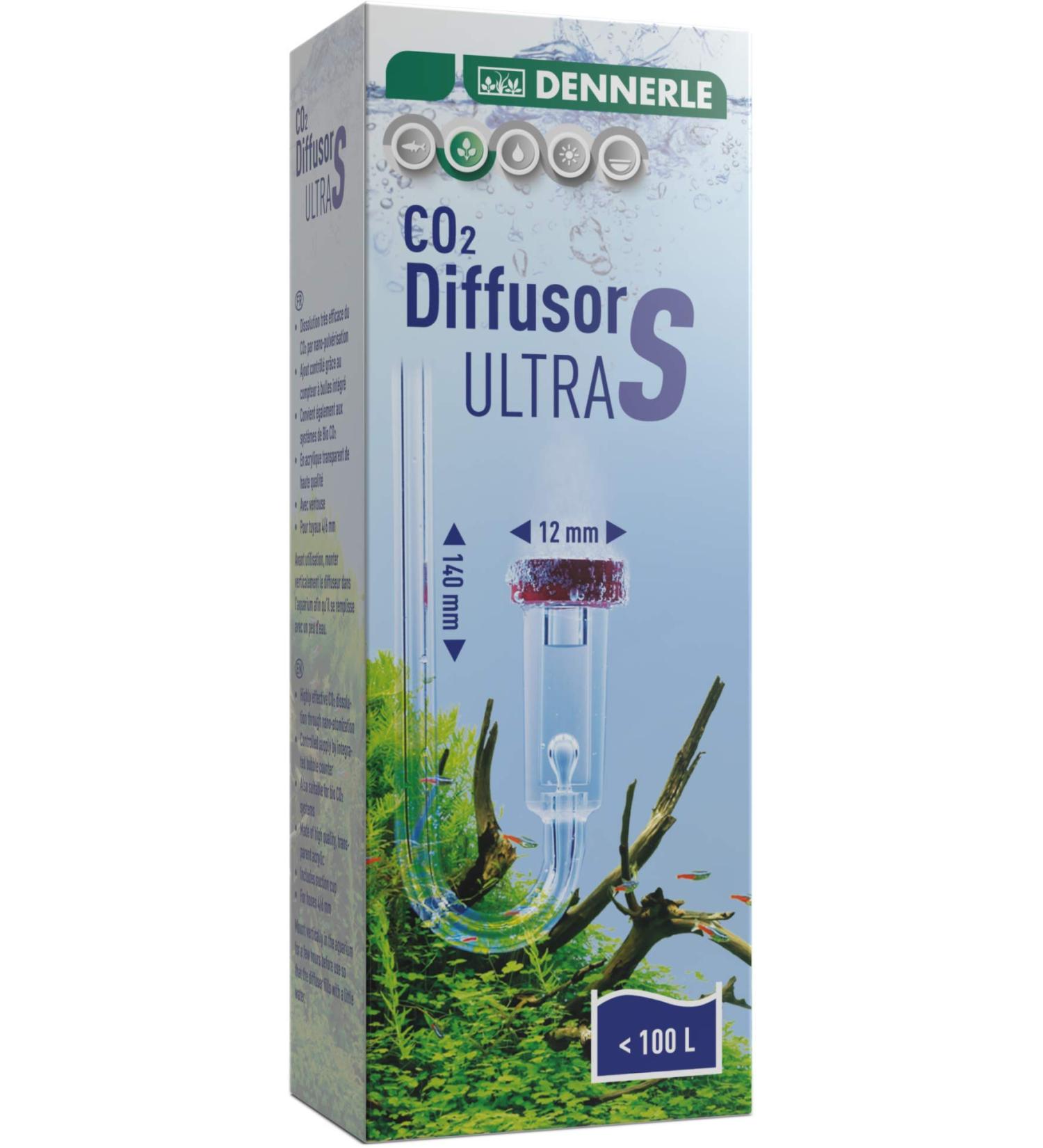 Dennerle CO2 Diffusor Ultra for Freshwater Aquariums up to 400L | Acrylic Glass | Integrated Bladder Meter | Size S for Aquariums up to 100L - Buy Online on GoSupps.com