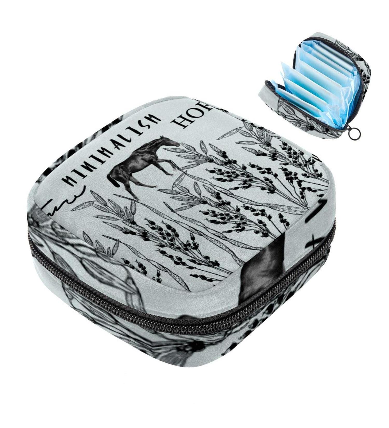 Buy Wildlife Animal Horse Menstrual Pad Bag Stylish & Functional Storage for Teens & Women | Zip Pocket for Menstruation Pads & Cups - Buy Online on GoSupps.com