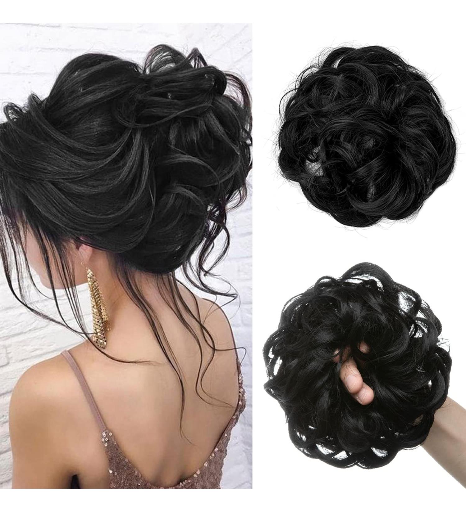 JJStar Large Bun Hair Part with Rubber Band - Deep Black Messy Bun Hair Extension & Ponytail Tie for Women & Girls - Buy Online on GoSupps.com