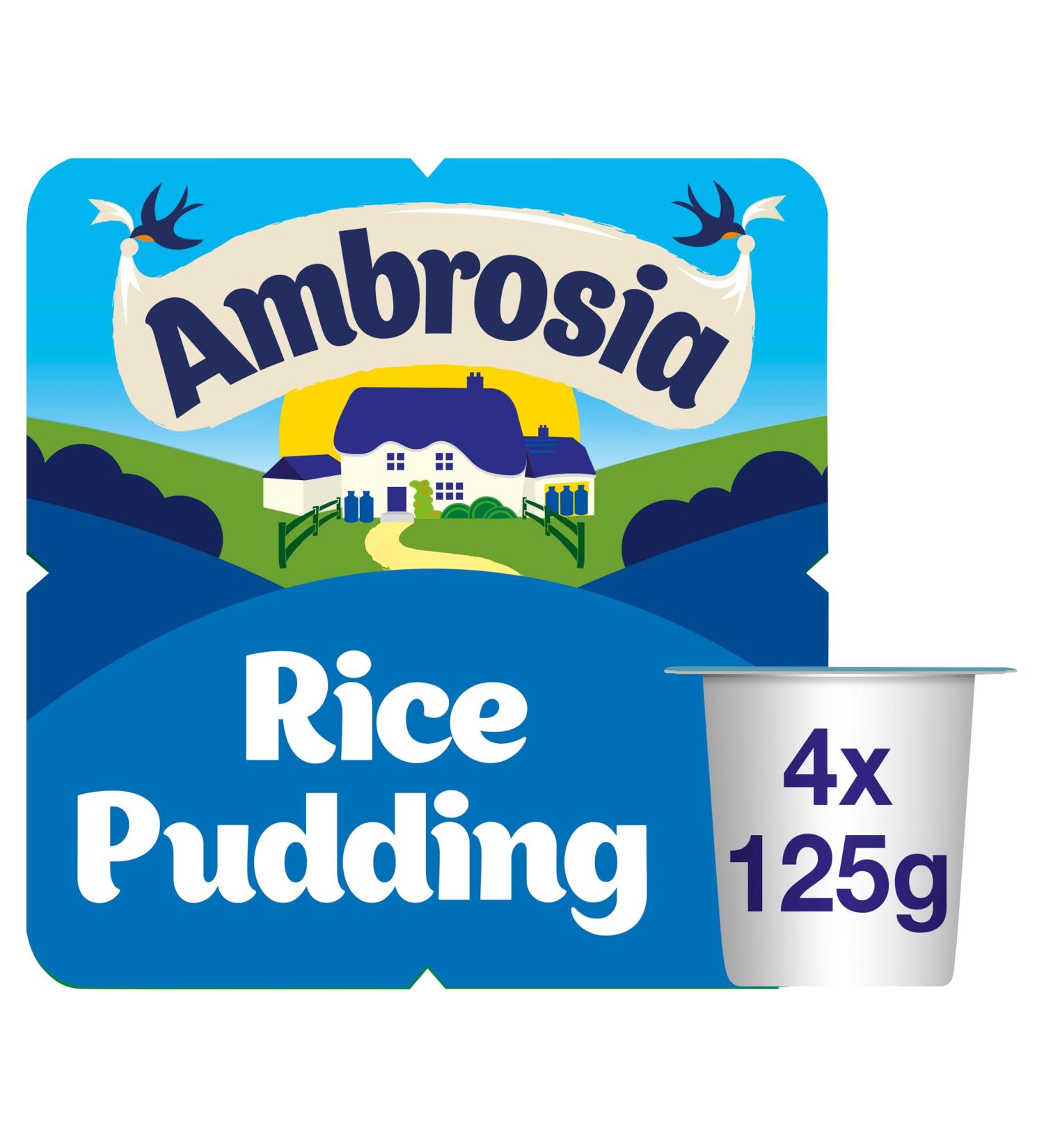 Ambrosia Devon Original Rice Pudding 4 x 125g Pots - Ready-to-Eat (Pack of 1) - Buy Online on GoSupps.com