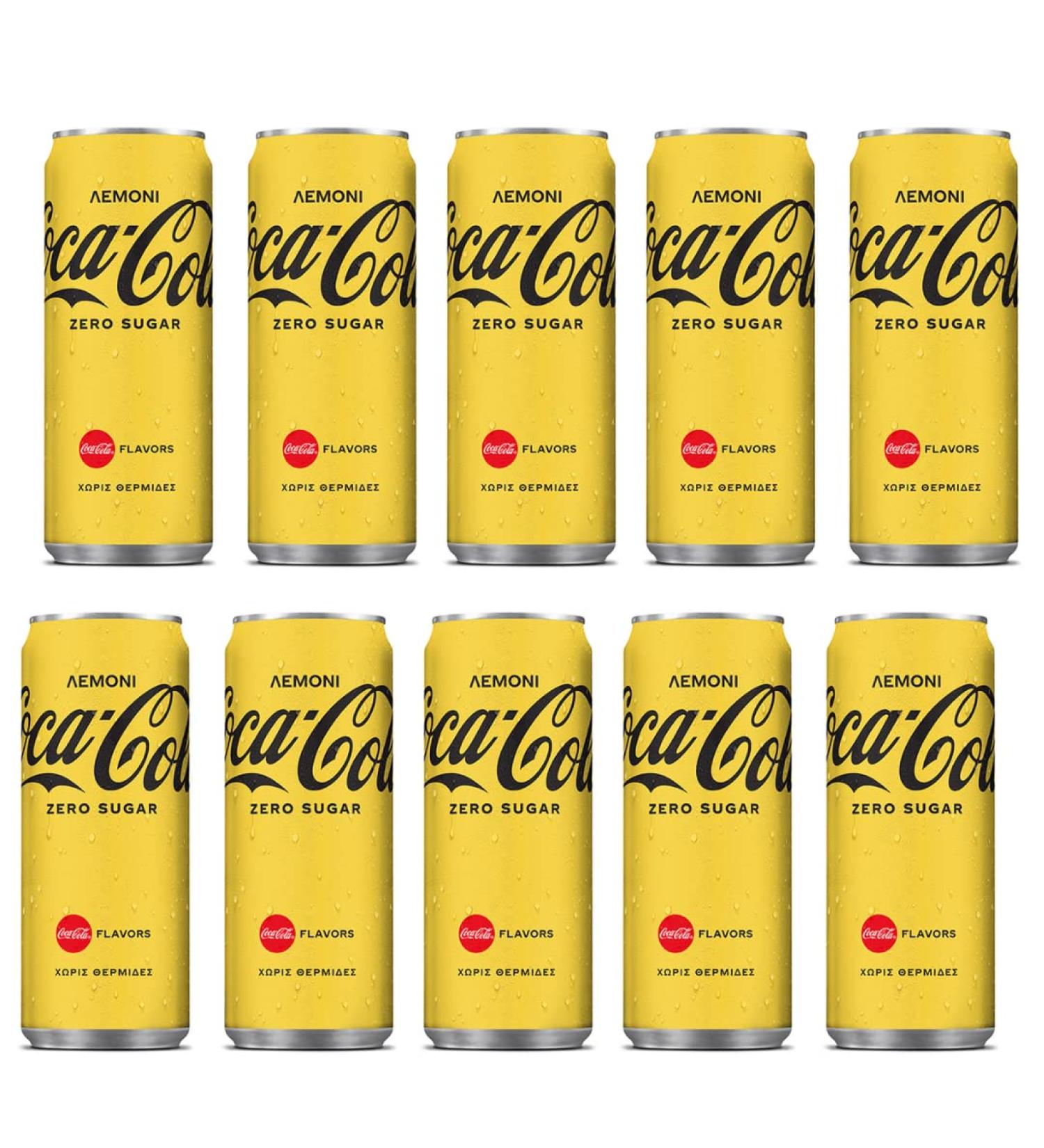 12 x Coca Cola Lemon Flavour Zero Sugar 330ml can (Pack of 12 cansx330ml)
