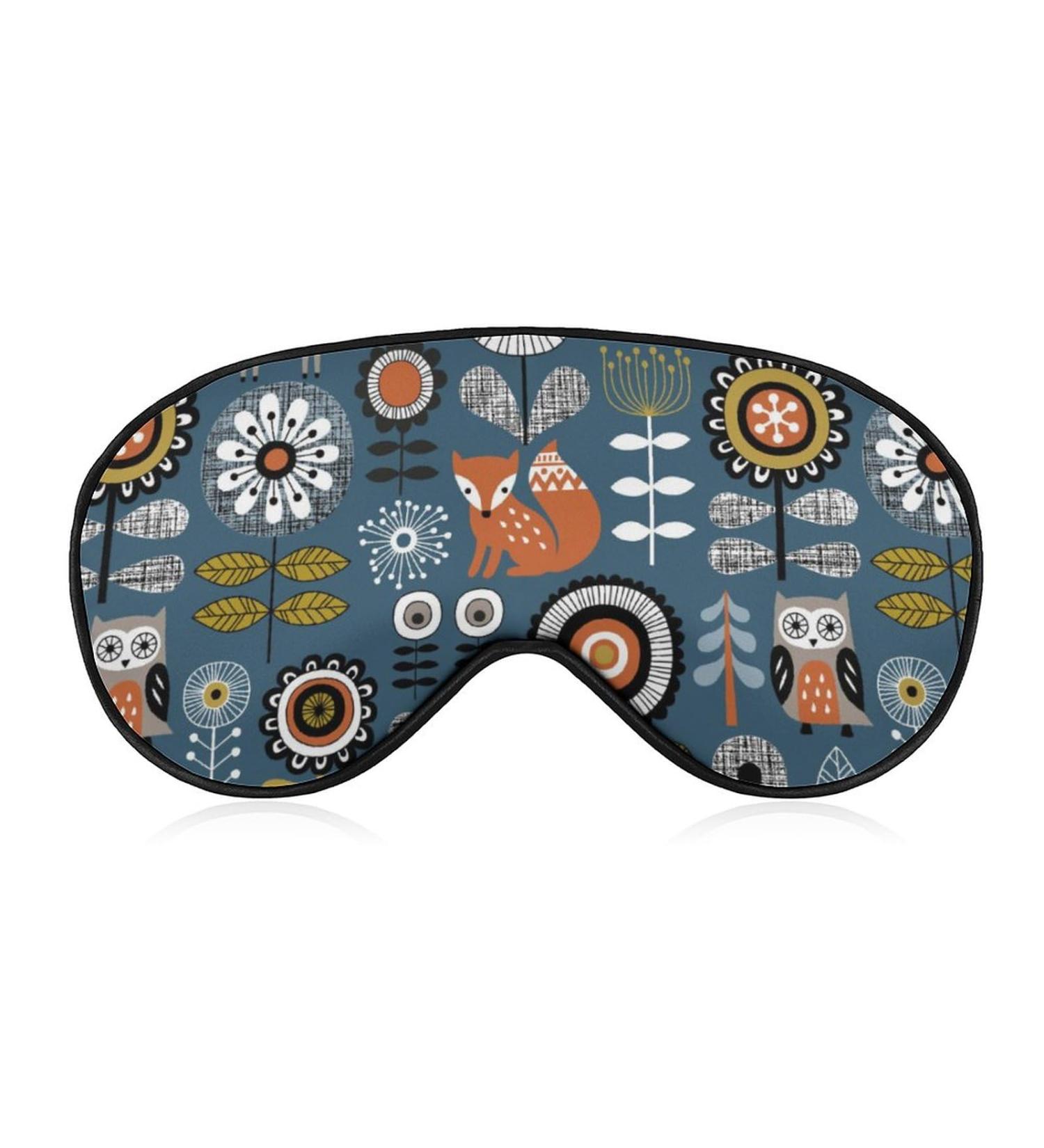 LynaRei Scandinavian Folk Art Woodland Animals Sleep Mask - Elastic Blackout Eye Mask for Full Night's Sleep and Travel - Style-1 - Buy Online on GoSupps.com