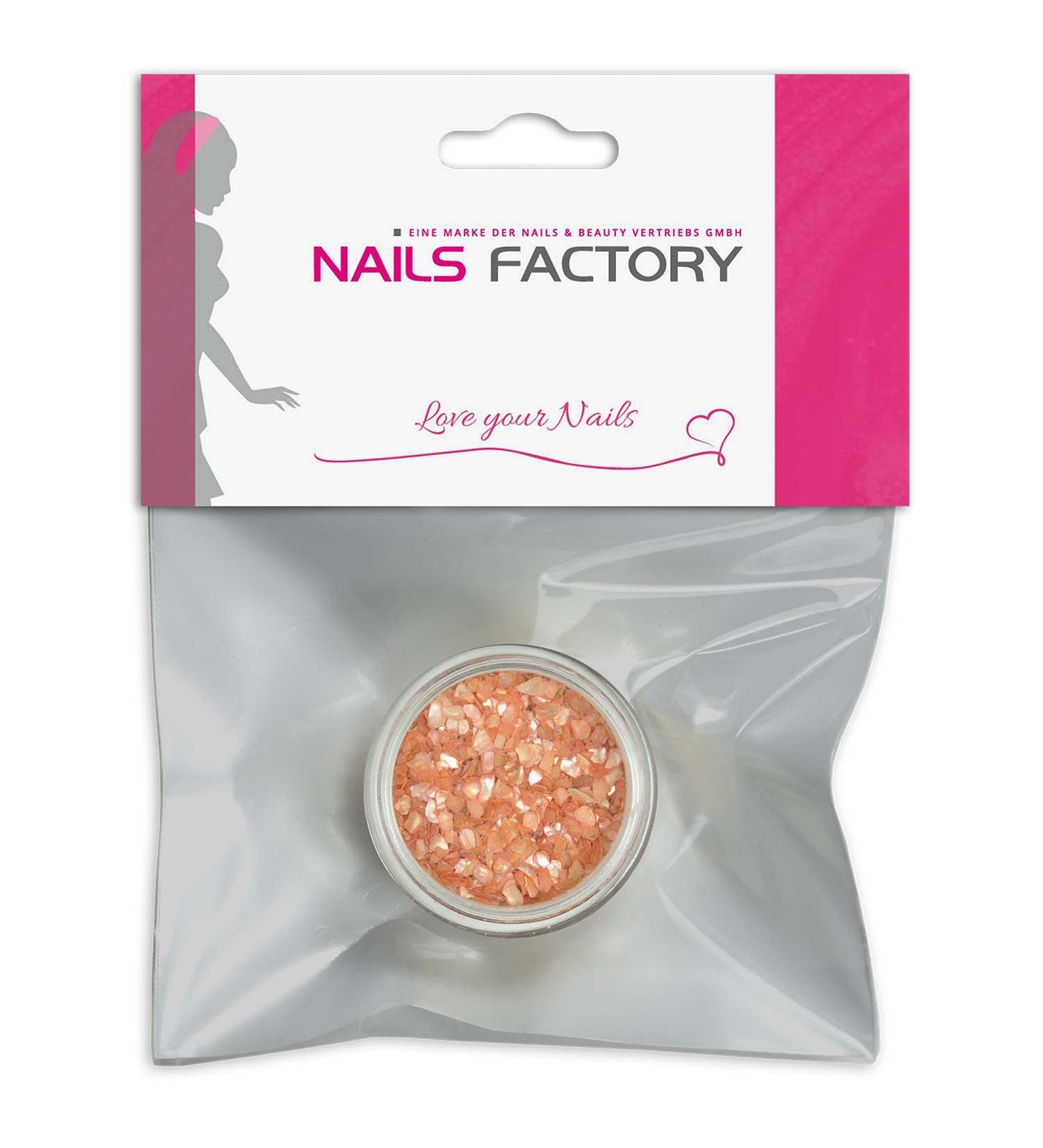 N&BF Nail Art Muschelspleter |Crushed Shells Orange |Perlmutt splinters for gel nails and acrylic modeling |Glitter Sea Shells |Glitzer mussel particles |Musschel inlay's orange