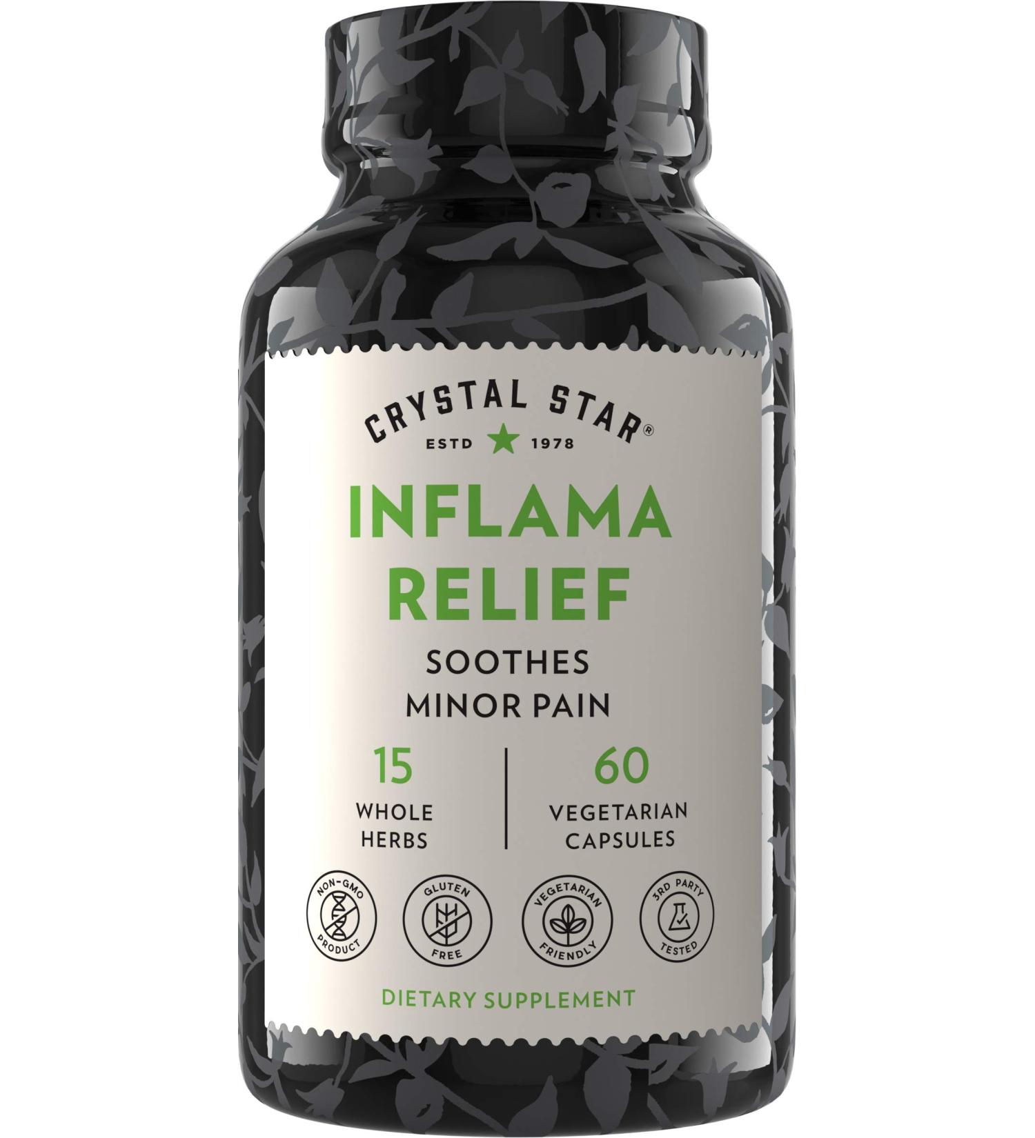 Crystal Star Inflama Relief - 60 Vegetarian Capsules for Natural Pain Relief - Buy Online on GoSupps.com