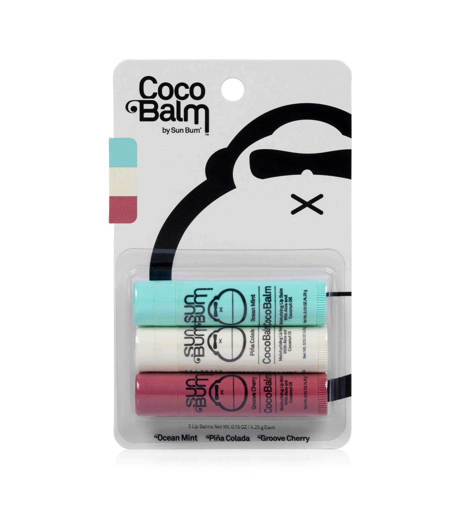 Sun Bum Cocobalm Lip Balm Variety Pack - Aloe Hydrating, Paraben & Silicone Free, 0.15oz Stick - 3 Flavors - Buy Online on GoSupps.com