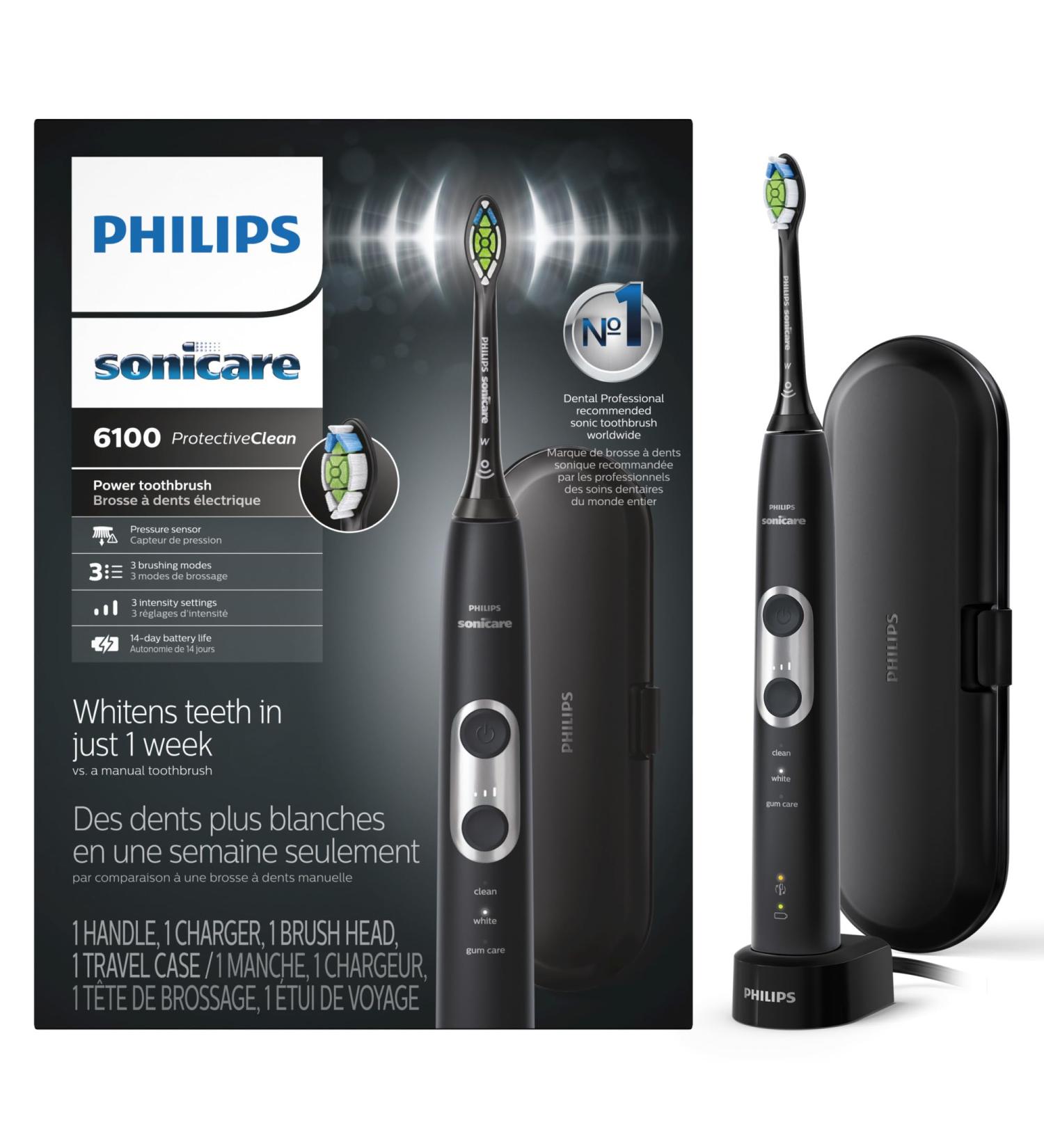 Philips Sonicare Protectiveclean 6100 Rechargeable Electric Toothbrush Whitening Black HX6870/41 - Buy Online on GoSupps.com