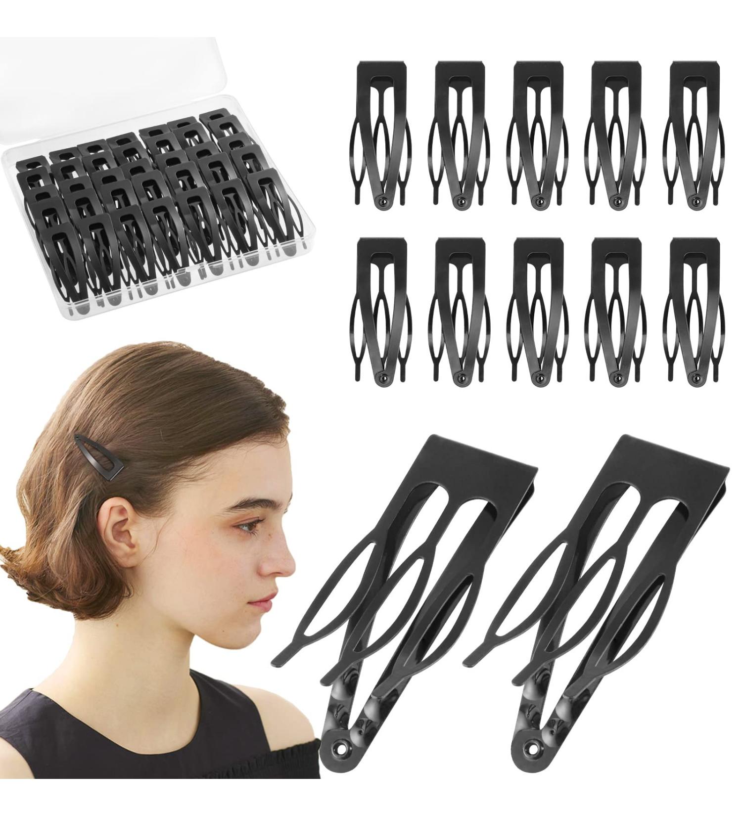 36 Pcs Double Grip Black Hair Barrettes | Nonslip Snap Hair Clips for Women & Girls - Salon Quality Metal Hair Accessories - Buy Online on GoSupps.com
