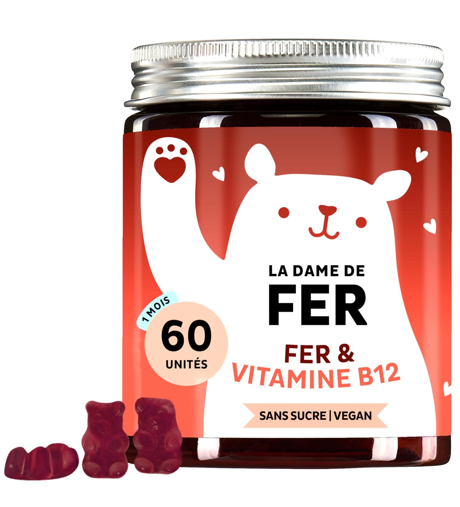 Bears with Benefits En cas de carence en fer : complexe vegan contenant du fer hautement dos des vitamines B12 B1 B6 C D3 & de l'iode - 60 unit s - Vegan - Sans sucre - Buy Online on GoSupps.com